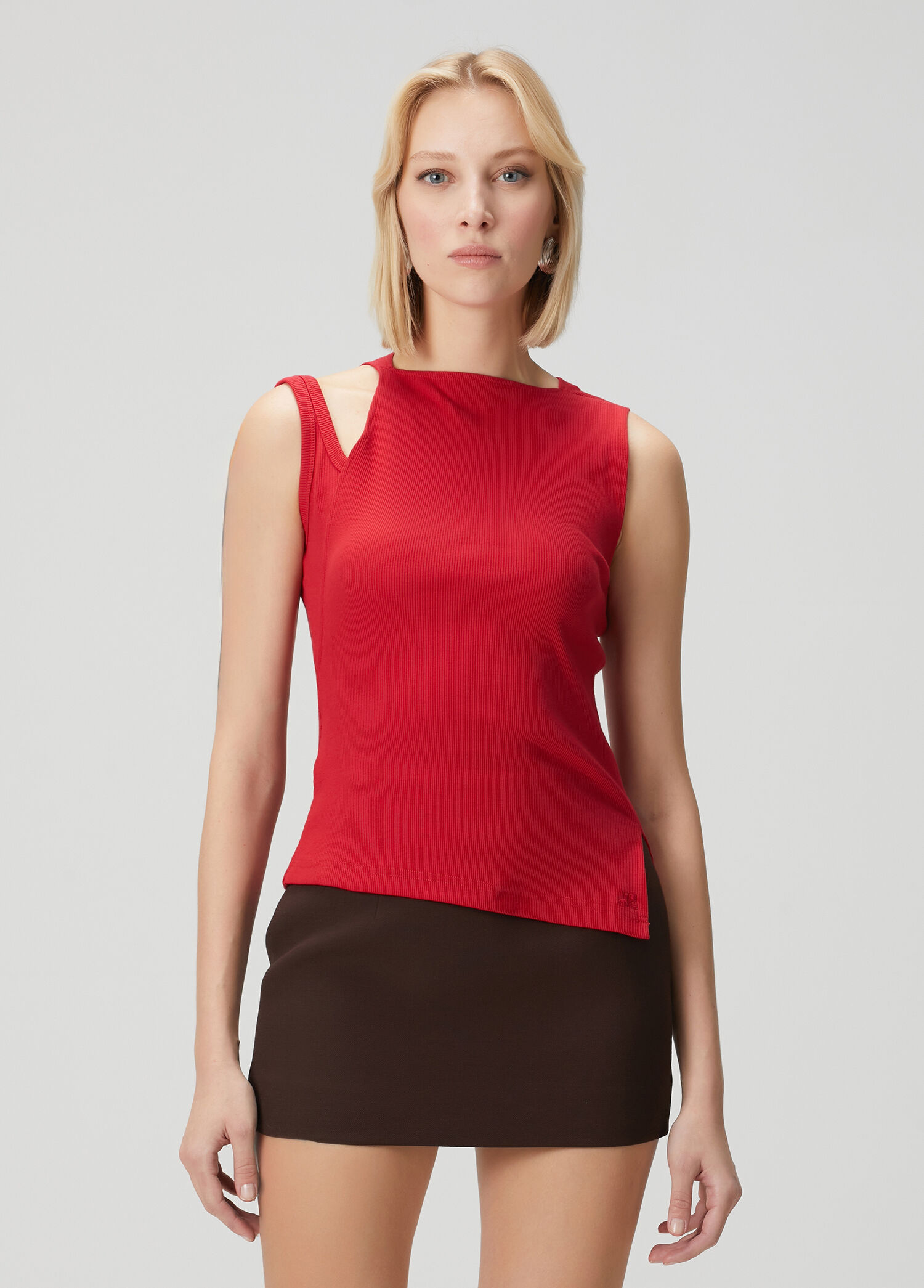 Red Asymmetrical Sweater