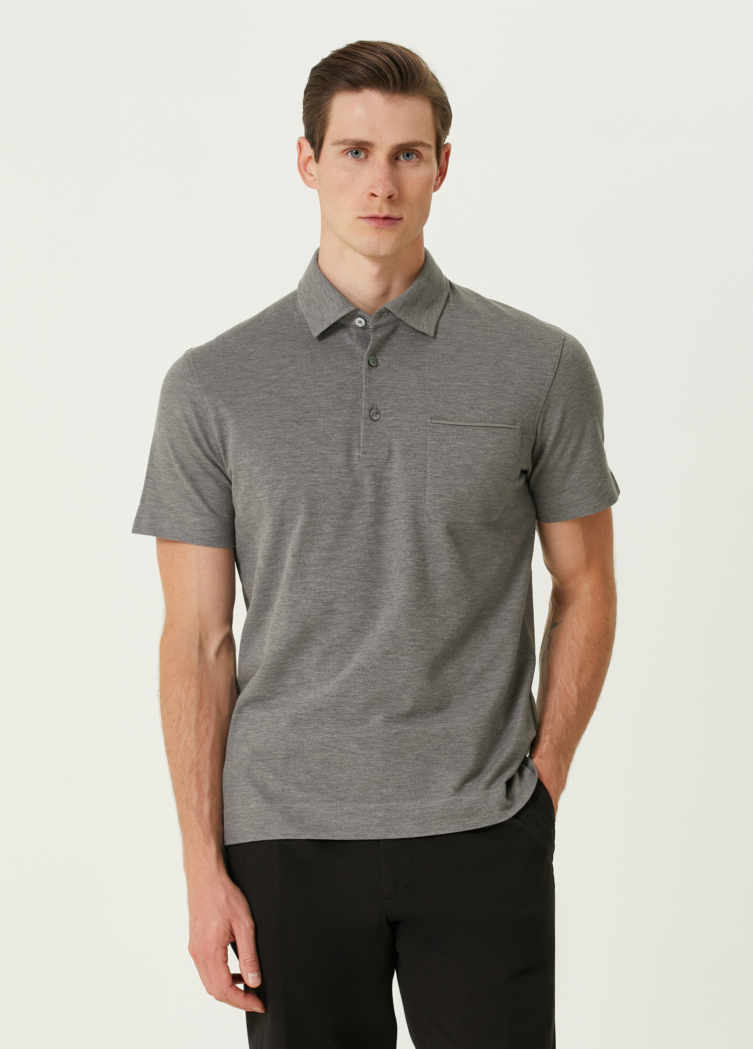 Gri Polo Yaka T-shirt