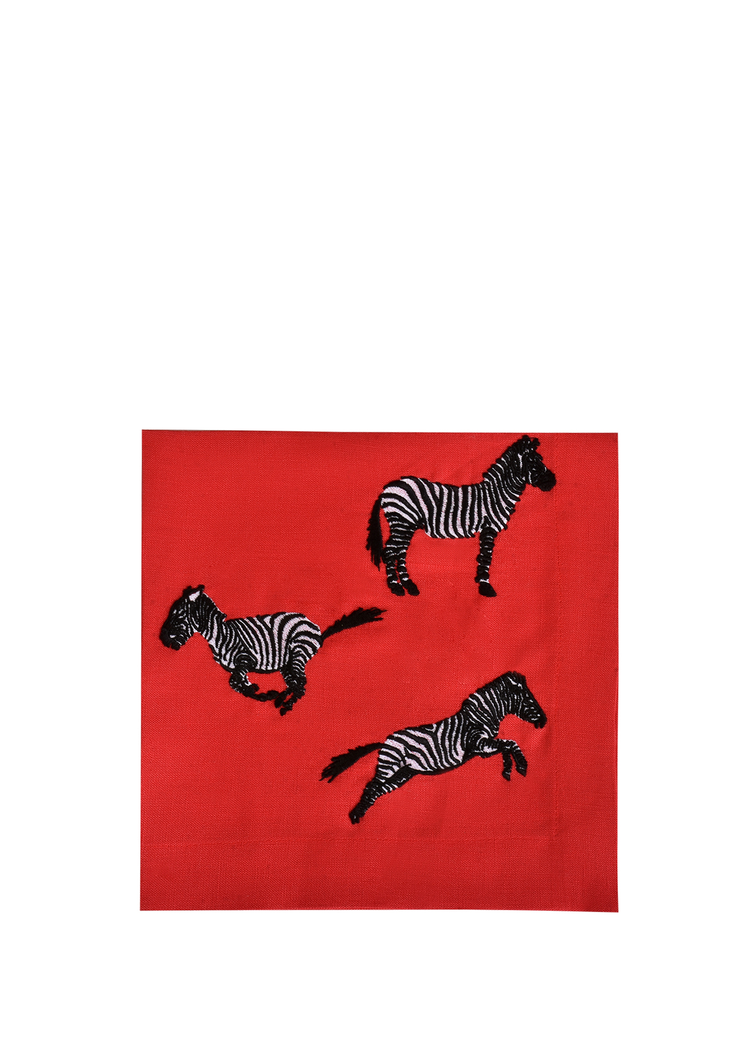 Zebra Desenli Kırmızı Keten Servis Peçetesi 40x40 cm