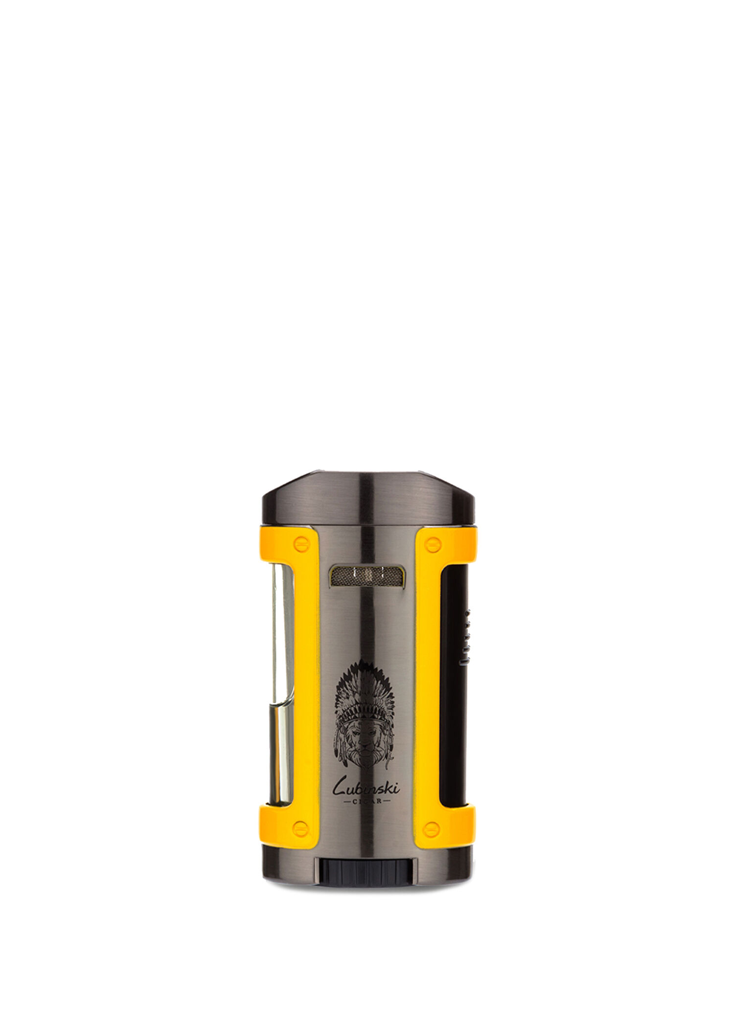 Sehpalı Kılıflı Gunmetal Sarı Dört Torch Metal Puro Çakmağı