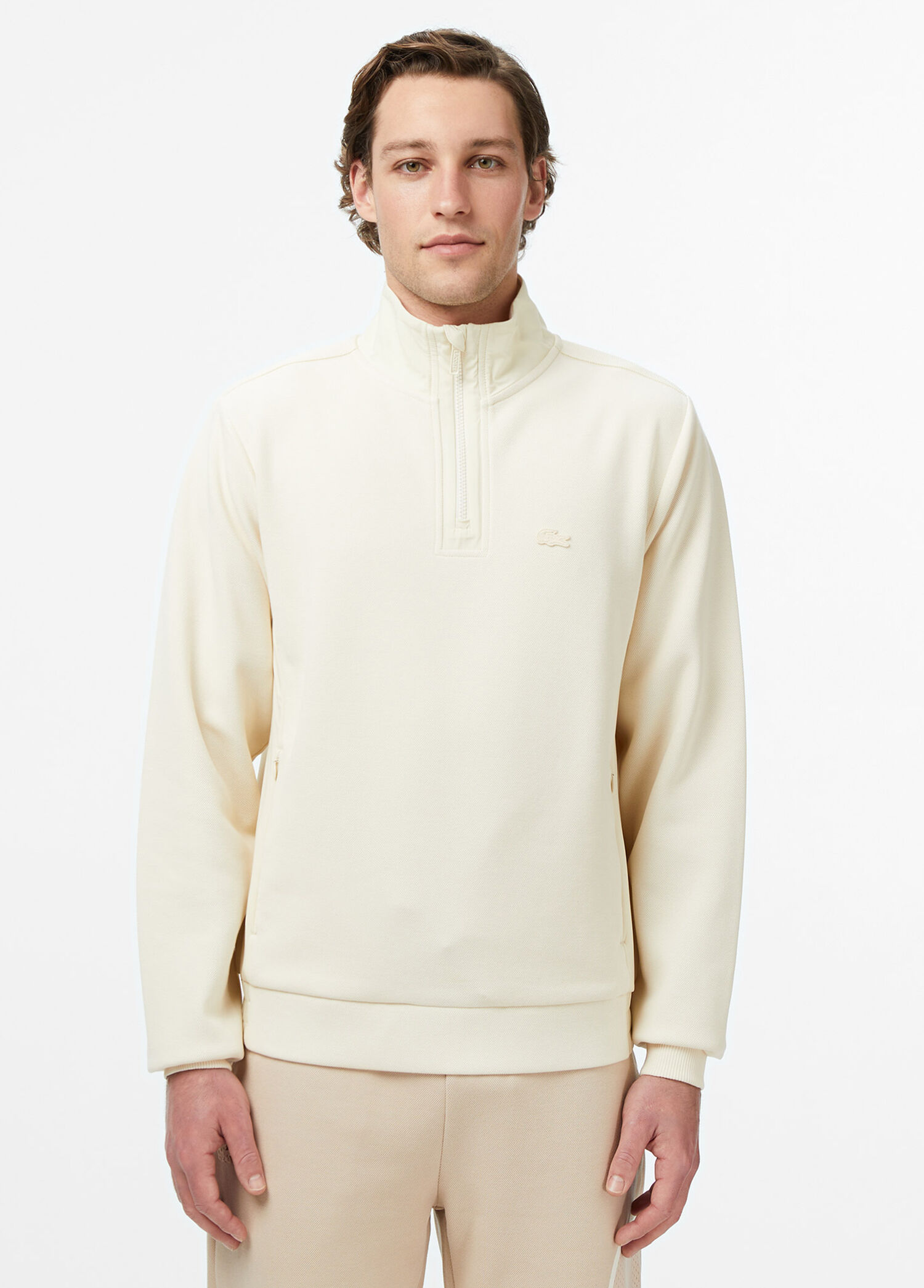 user_66205e7c Lacoste Bej-056 Erkek Bej Classic Fit Yarım Fermuarlı Erkek