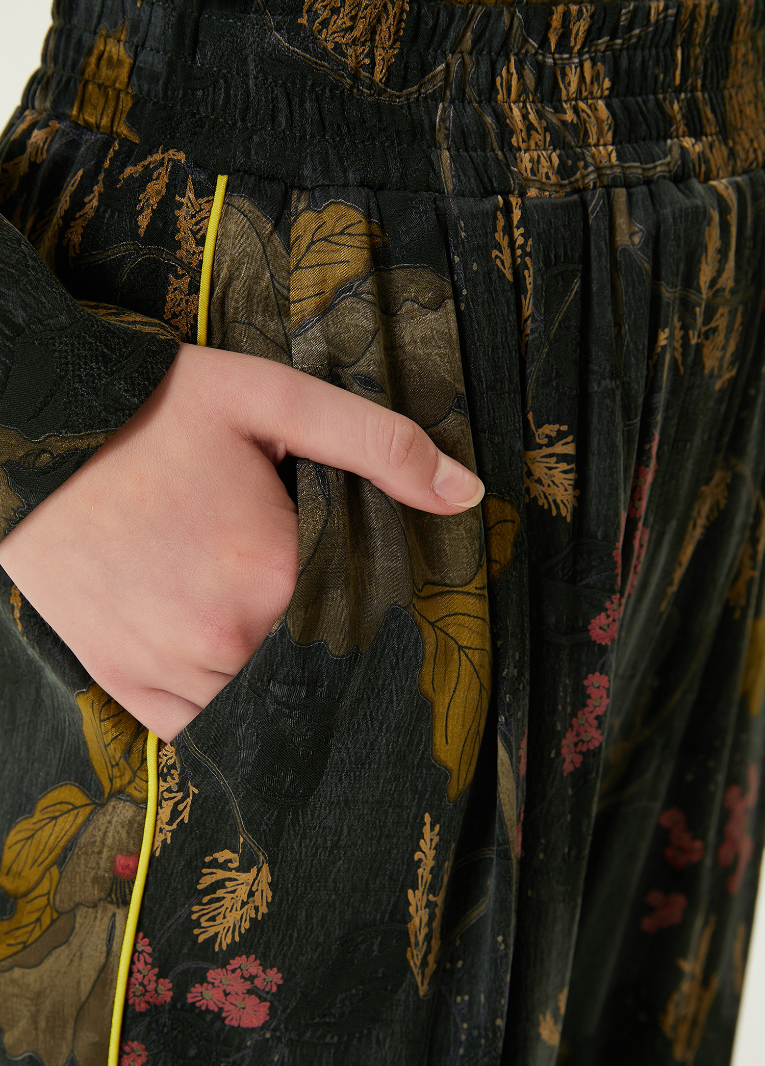 Haki Çiçekli Pijama Pantolon_3
