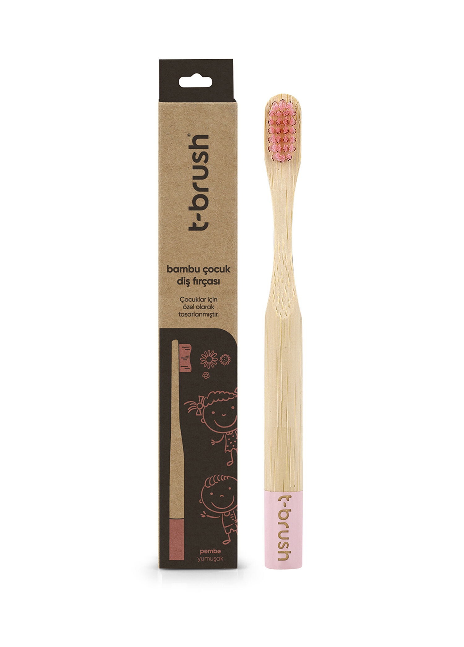 Vegan Bambu Pembe Yumuşak Çocuk Diş Fırçası