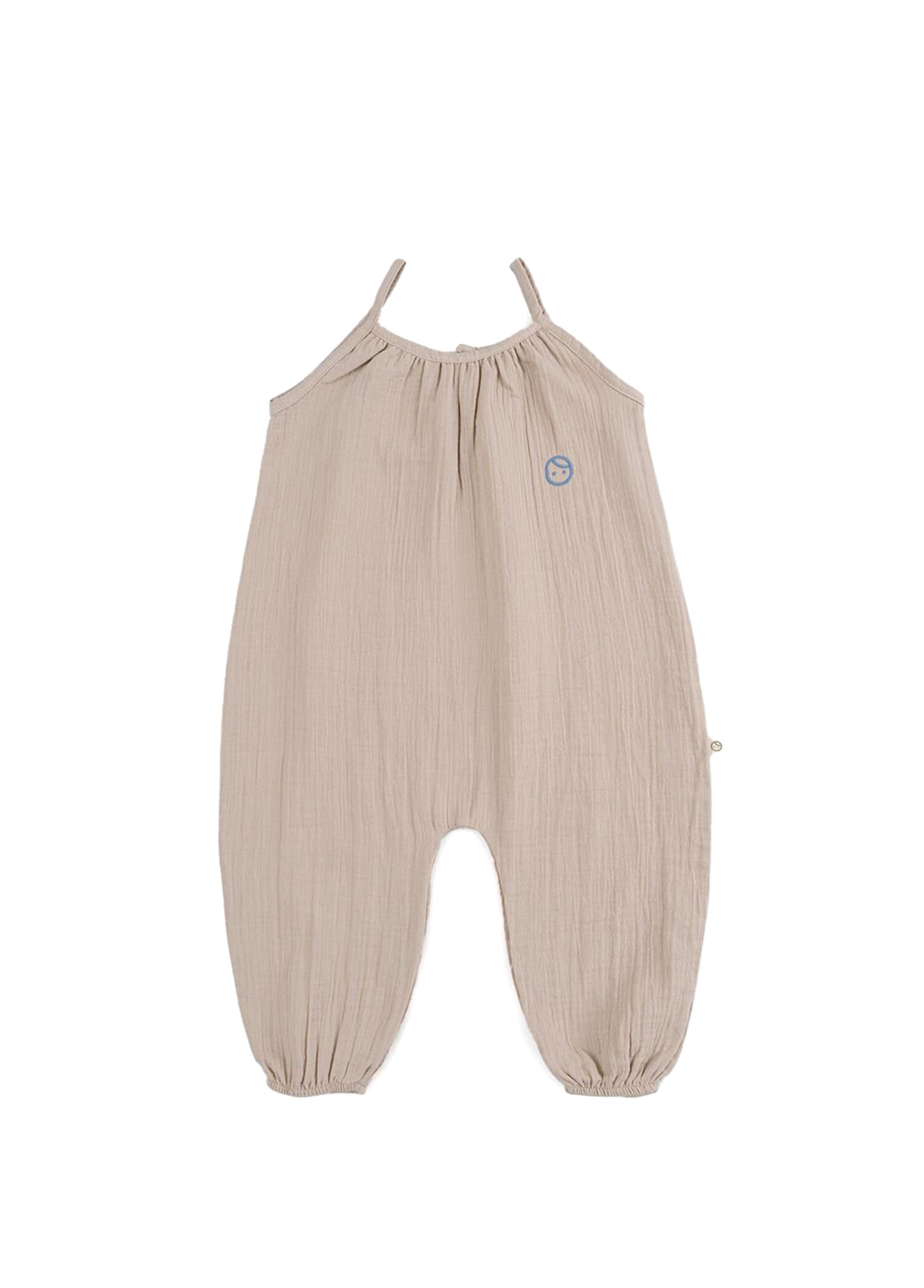 Bej Organik Pamuk Müslin Unisex Bebek Askılı Salopet