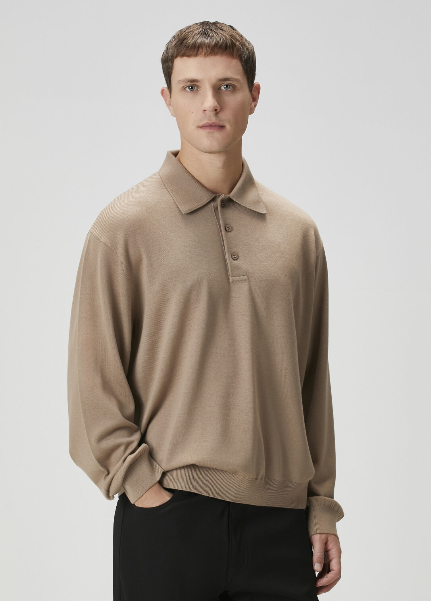 Bej Polo Yaka Yün Triko