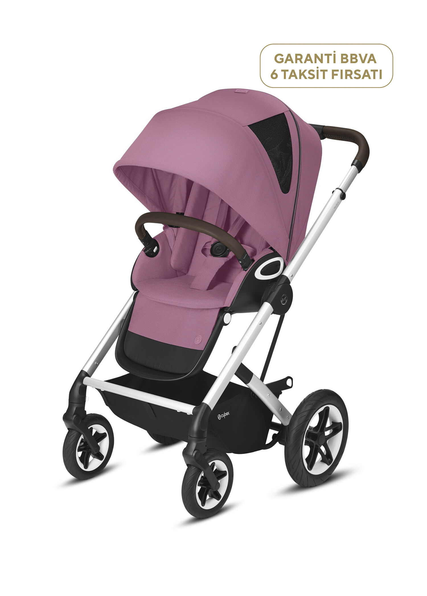 Talos S Lux Silver-Magnolia Pink Konforlu Tek Elle Katlanabilen Çift Yönlü Bebek Arabası