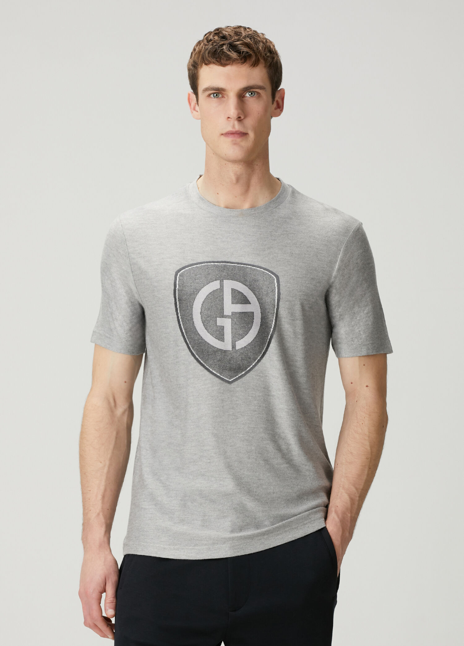 Açık Gri Logo Baskılı T-shirt