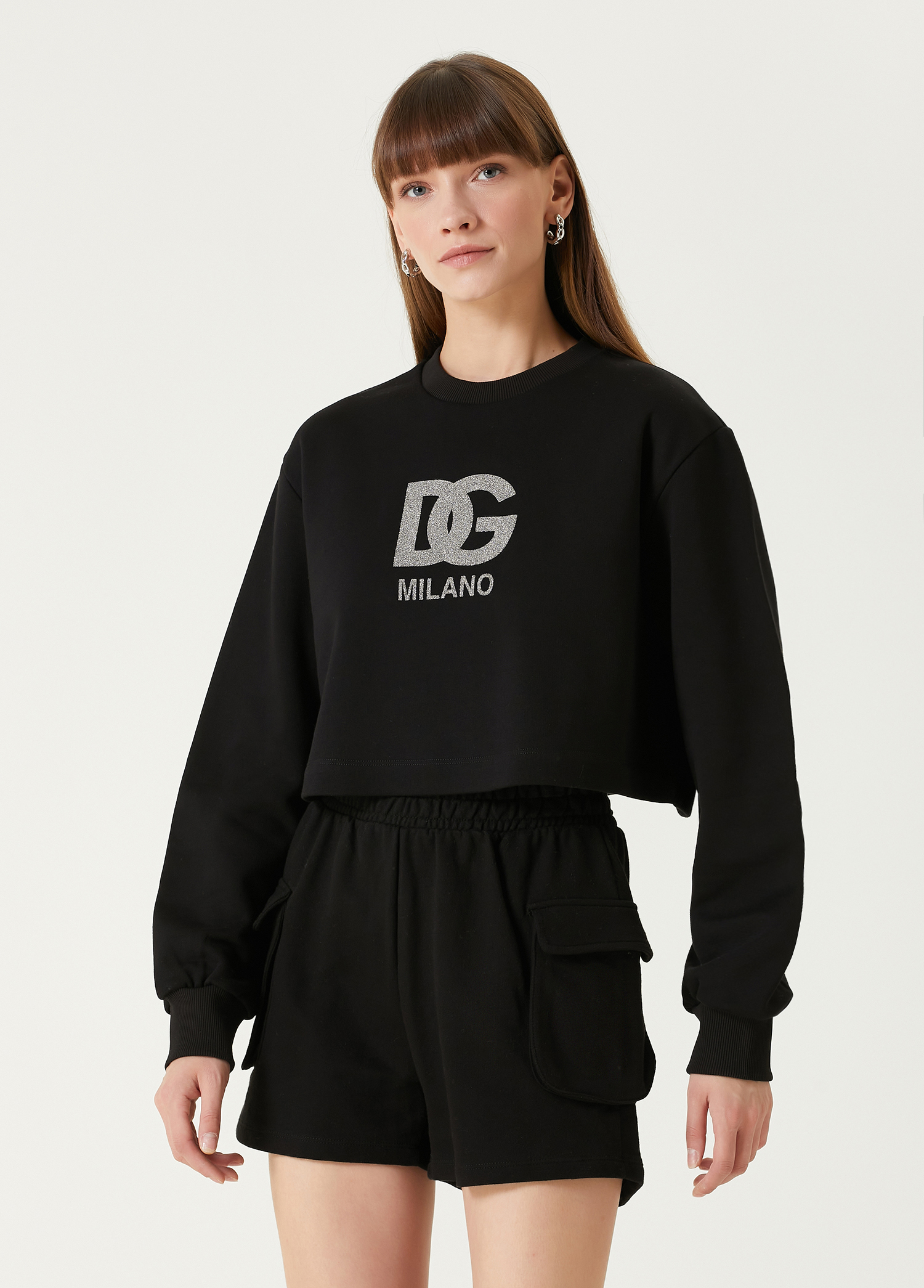 Siyah Cropped Sweatshirt