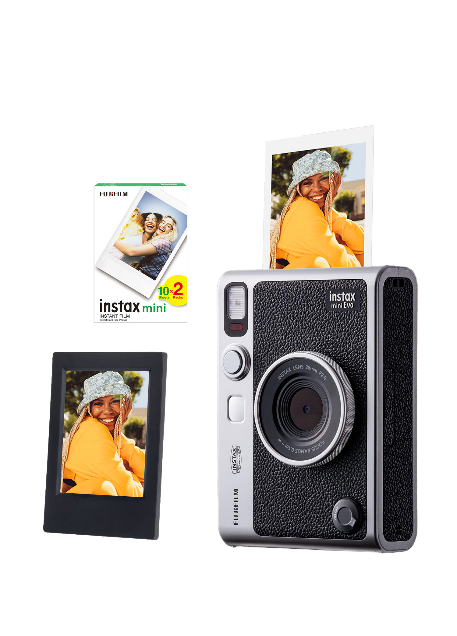 Instax Mini Evo Siyah Fotoğraf Makinesi + 20'li Film ve Çerçeve