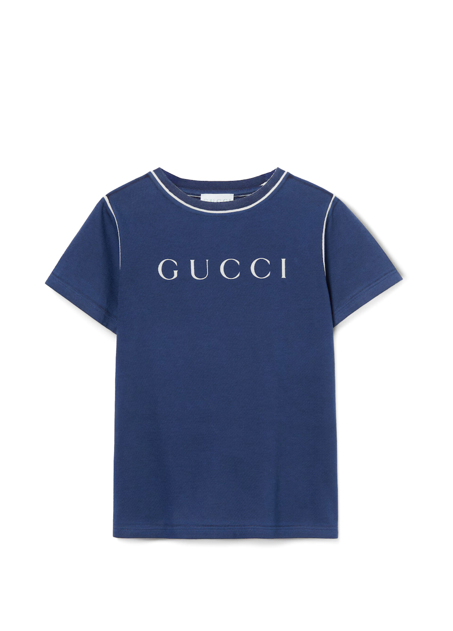 Gucci - Mavi Logo Baskılı Erkek Çocuk T-shirt - Mavi