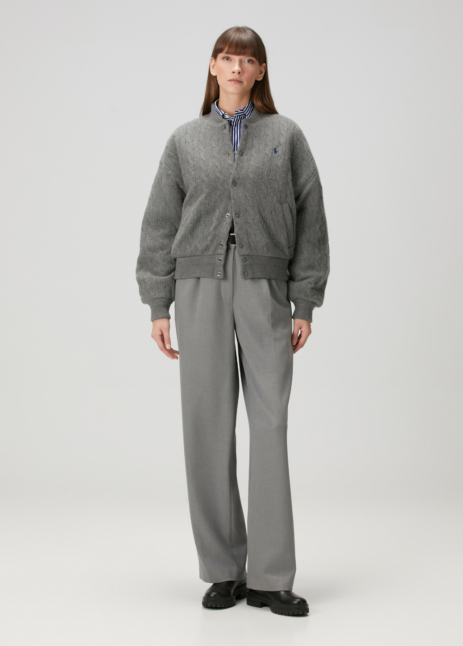 Polo Ralph Lauren Gri Kadın Gri Örgü Dokulu Yün Ceket 1791734 | Beymen