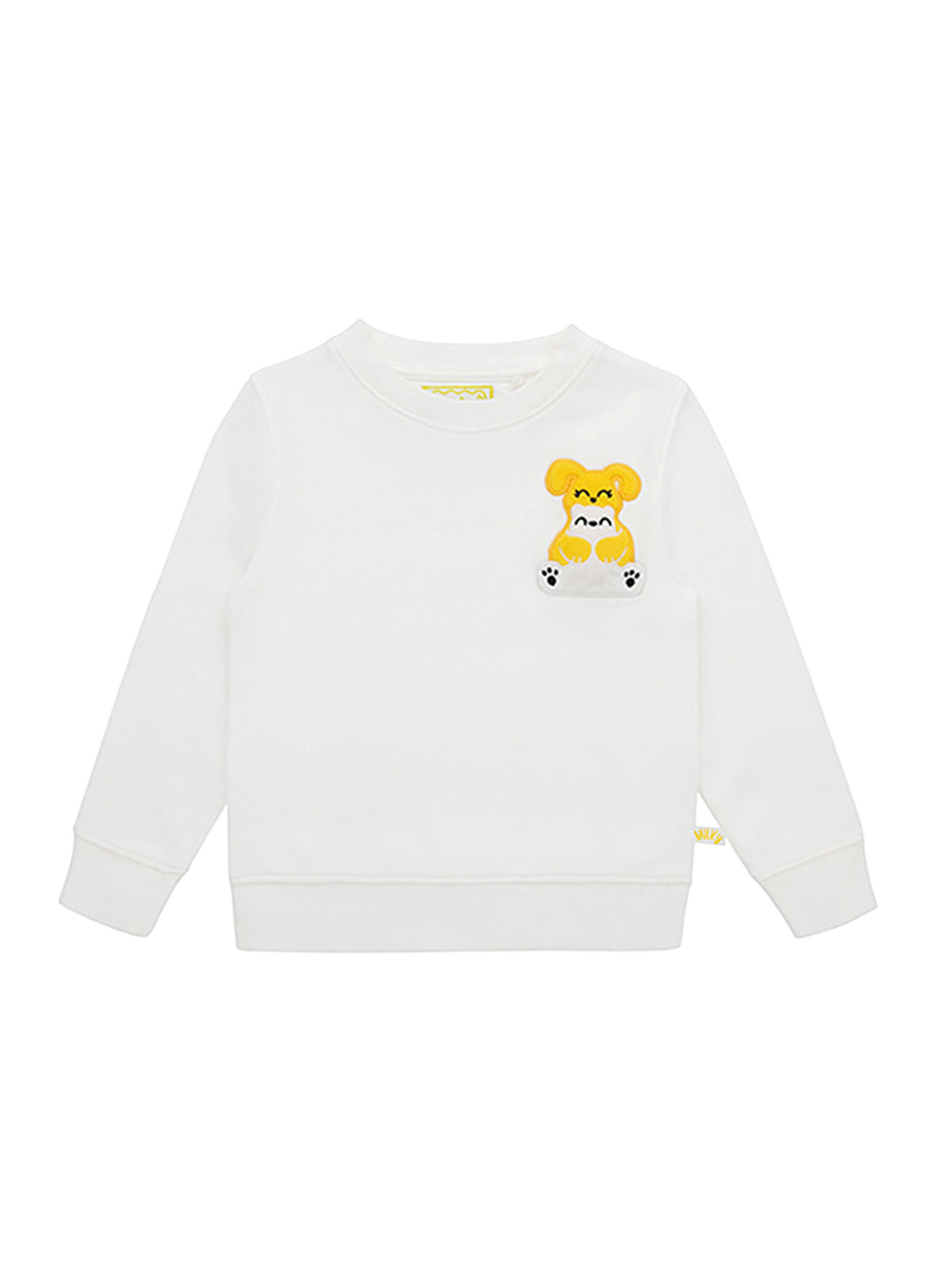 Beyaz Bisiklet Yaka Ses Çıkaran Uzun Kollu Unisex Çocuk Sweatshirt