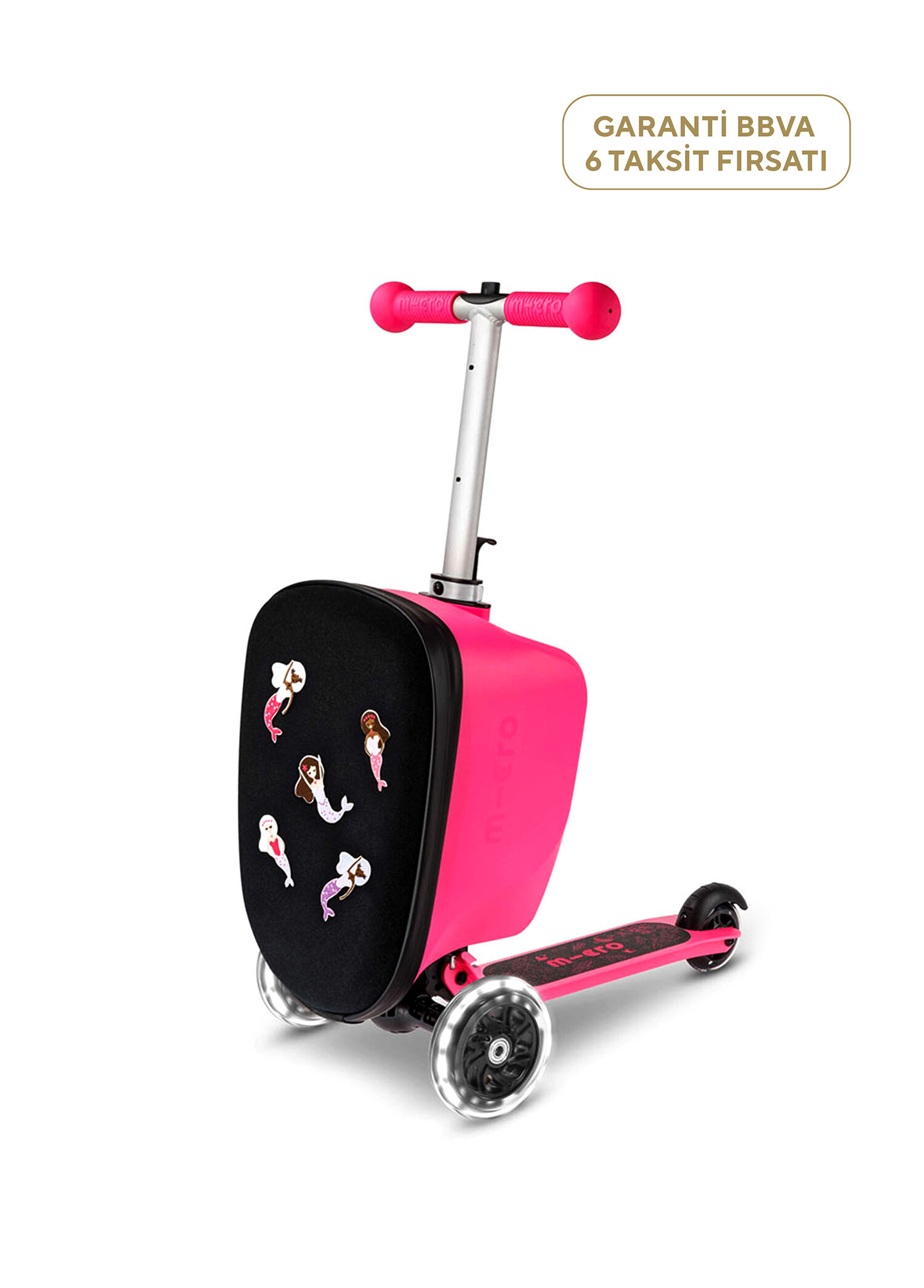 Luggage Junior Velcro Işıklı Tekerlekli Katlanabilir Bavullu 3 Tekerlekli 2-6 Yaş Çocuk Scooter
