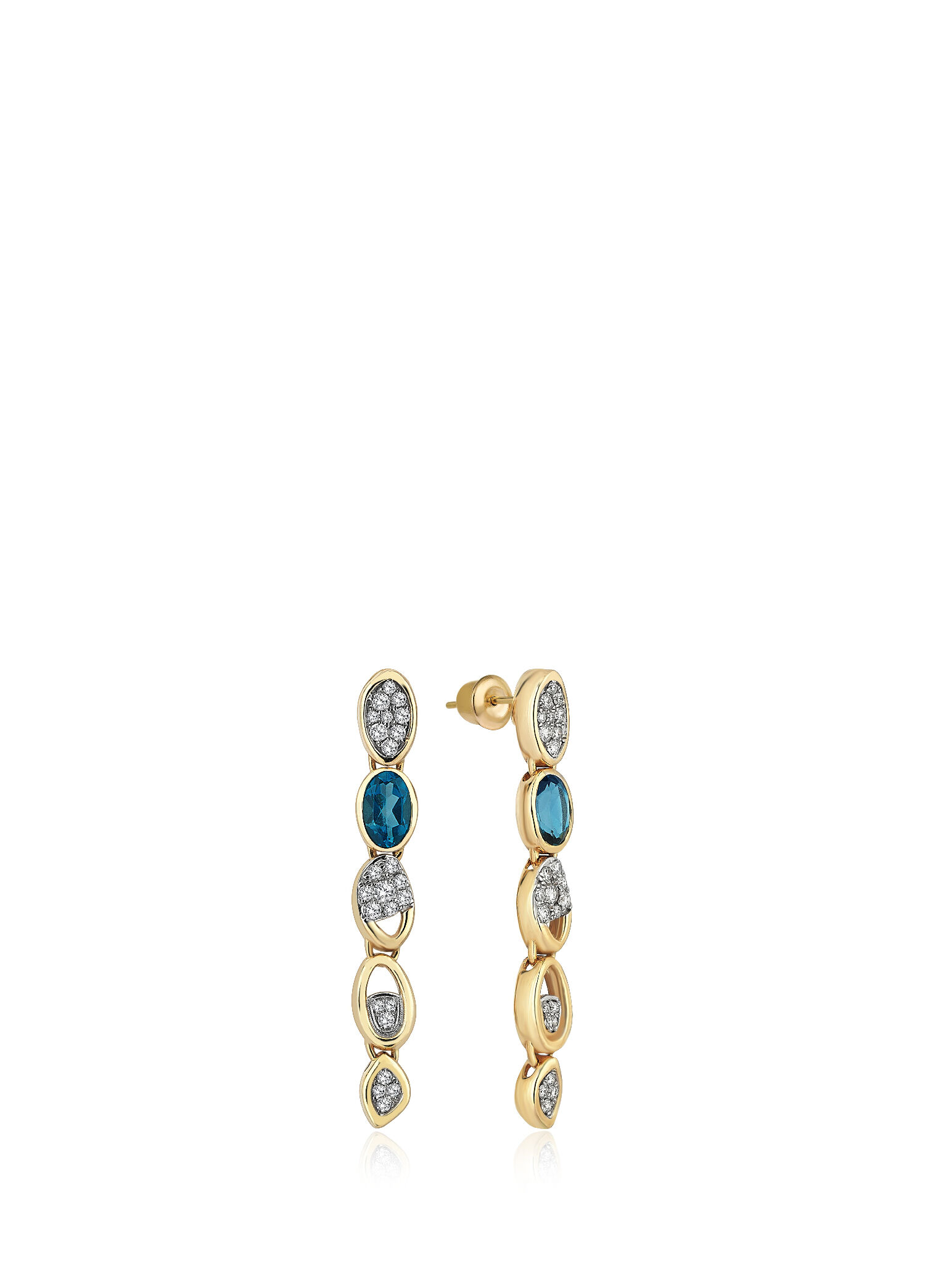 Loops Topaz & Pırlanta Sallantılı Altın Küpe