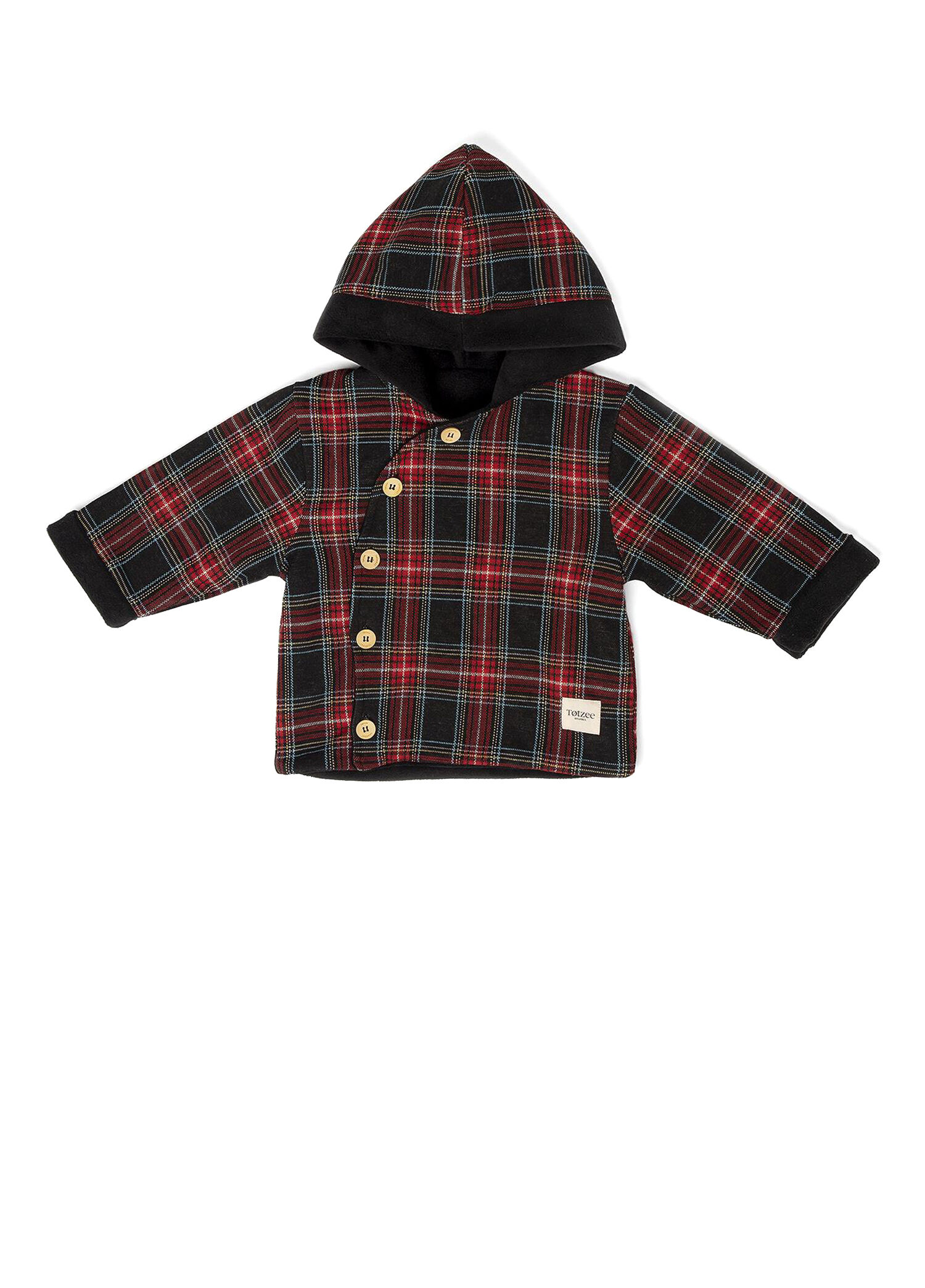 Diagonal Kırmızı & Siyah Ekose Unisex Bebek Mont