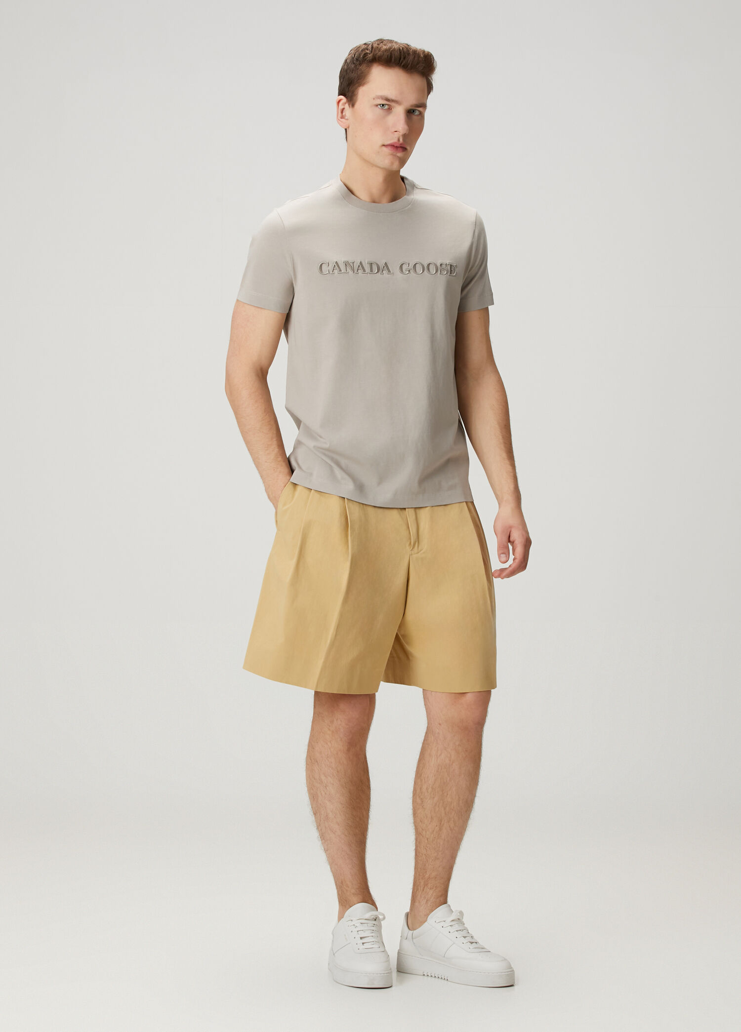 Canada Goose Bej Erkek Emersen Bej Logo Nakışlı T-shirt 1722956