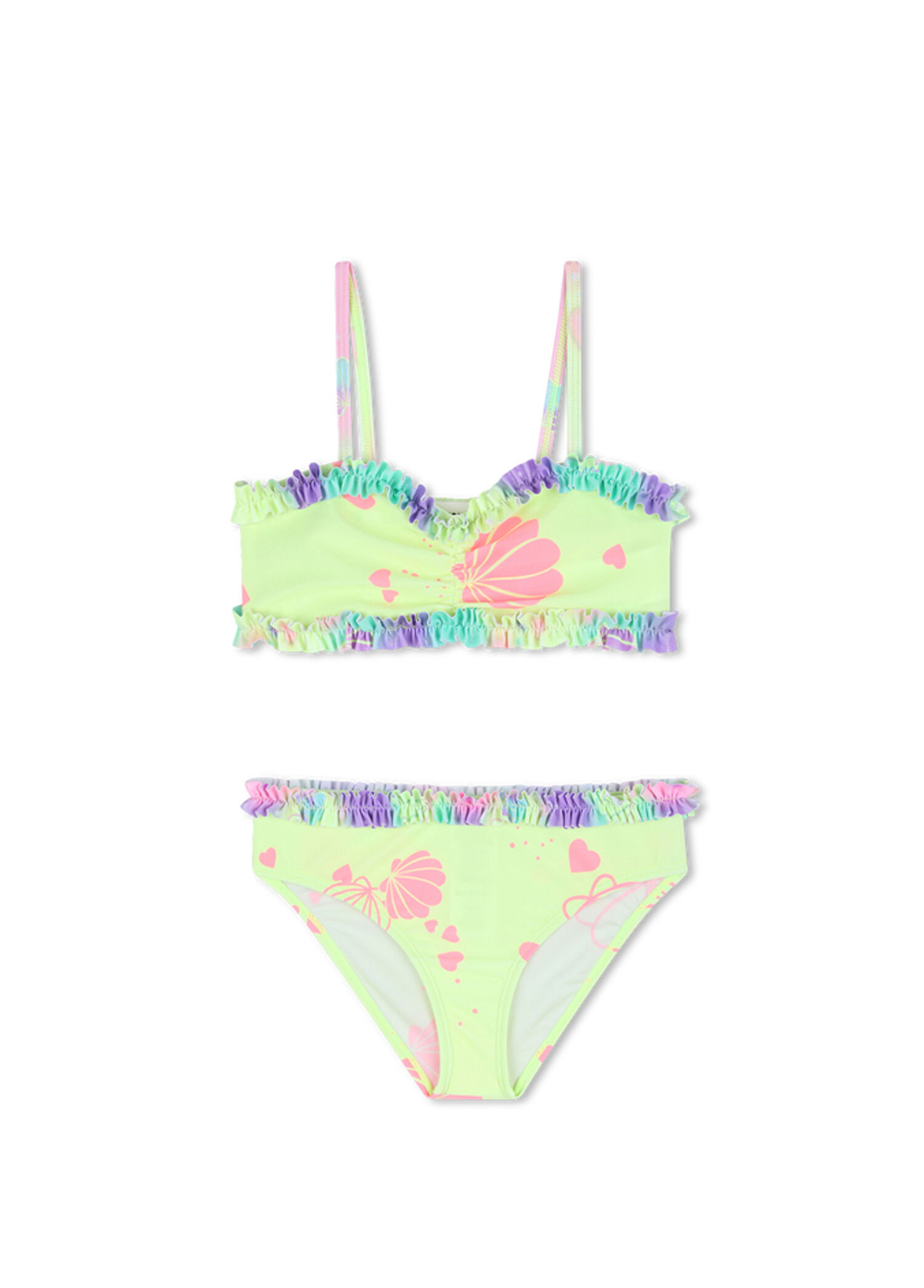 Sarı Yeşil Kız Çocuk Bikini Takımı