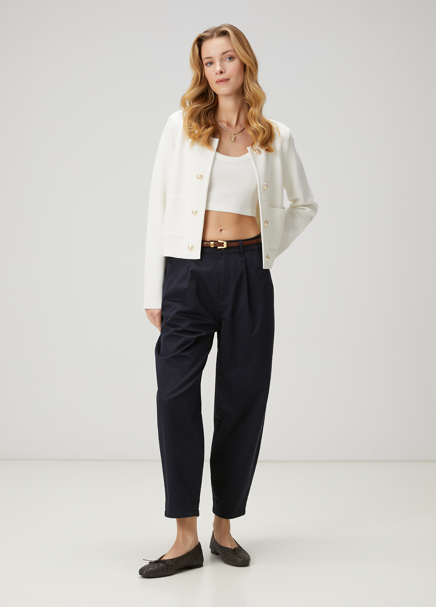 Lacivert Gabardin Chino Pantolon