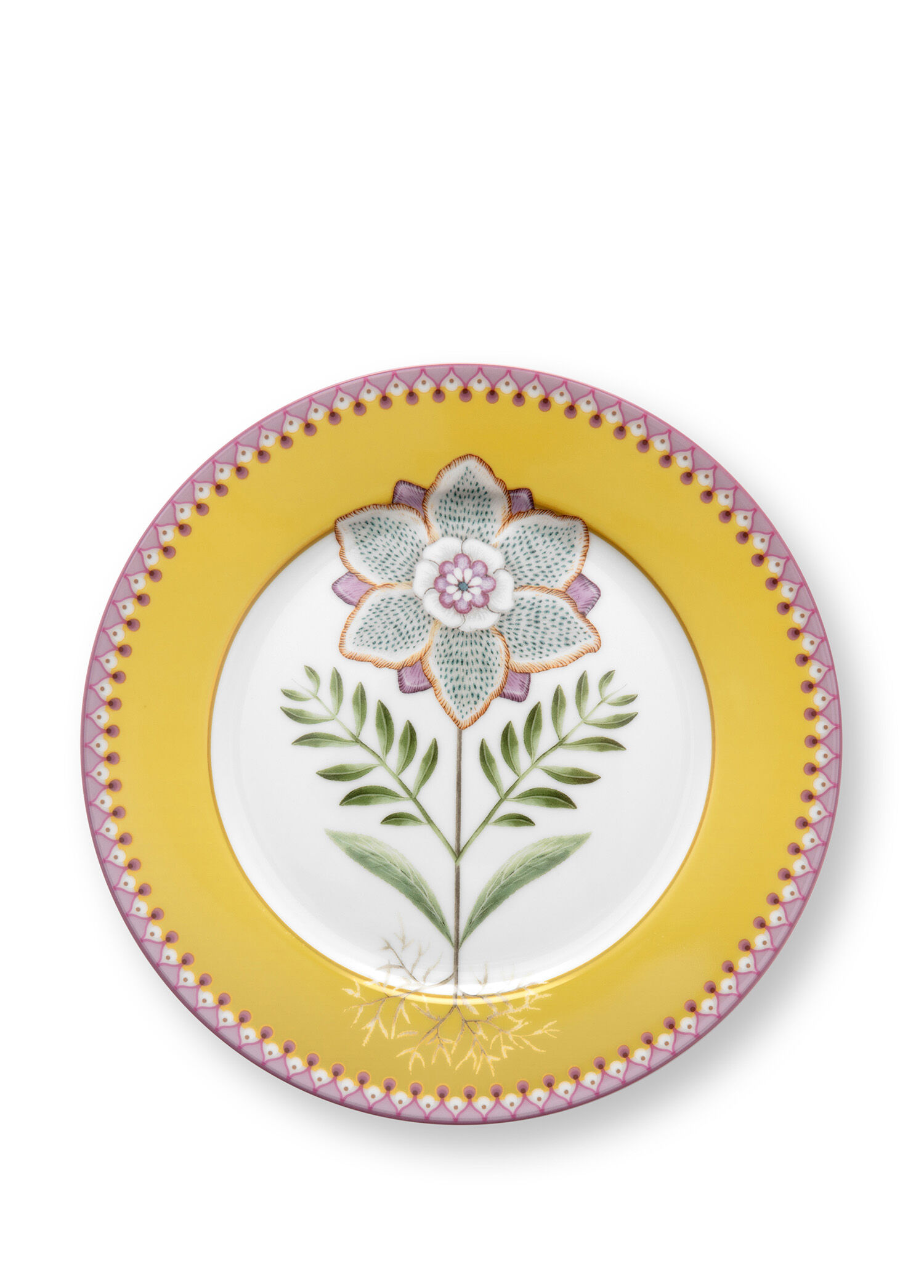 Lily & Lotus Sarı Çiçekli Porselen Tabak