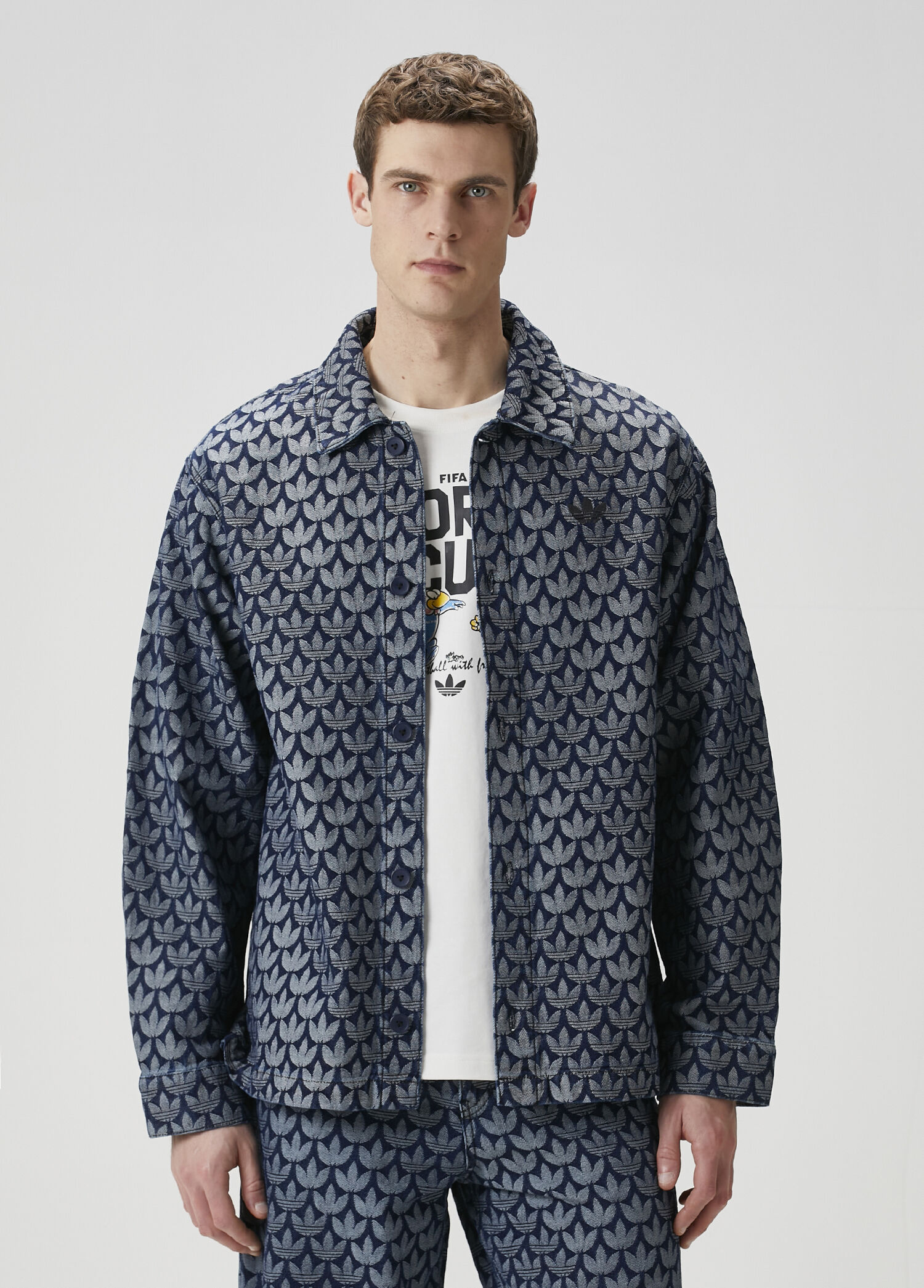 Igayasu.54 　  ネイビー　グレー　セット Adidas İndigo Erkek Indigo Monogram Gömlek 1917634 | Beymen