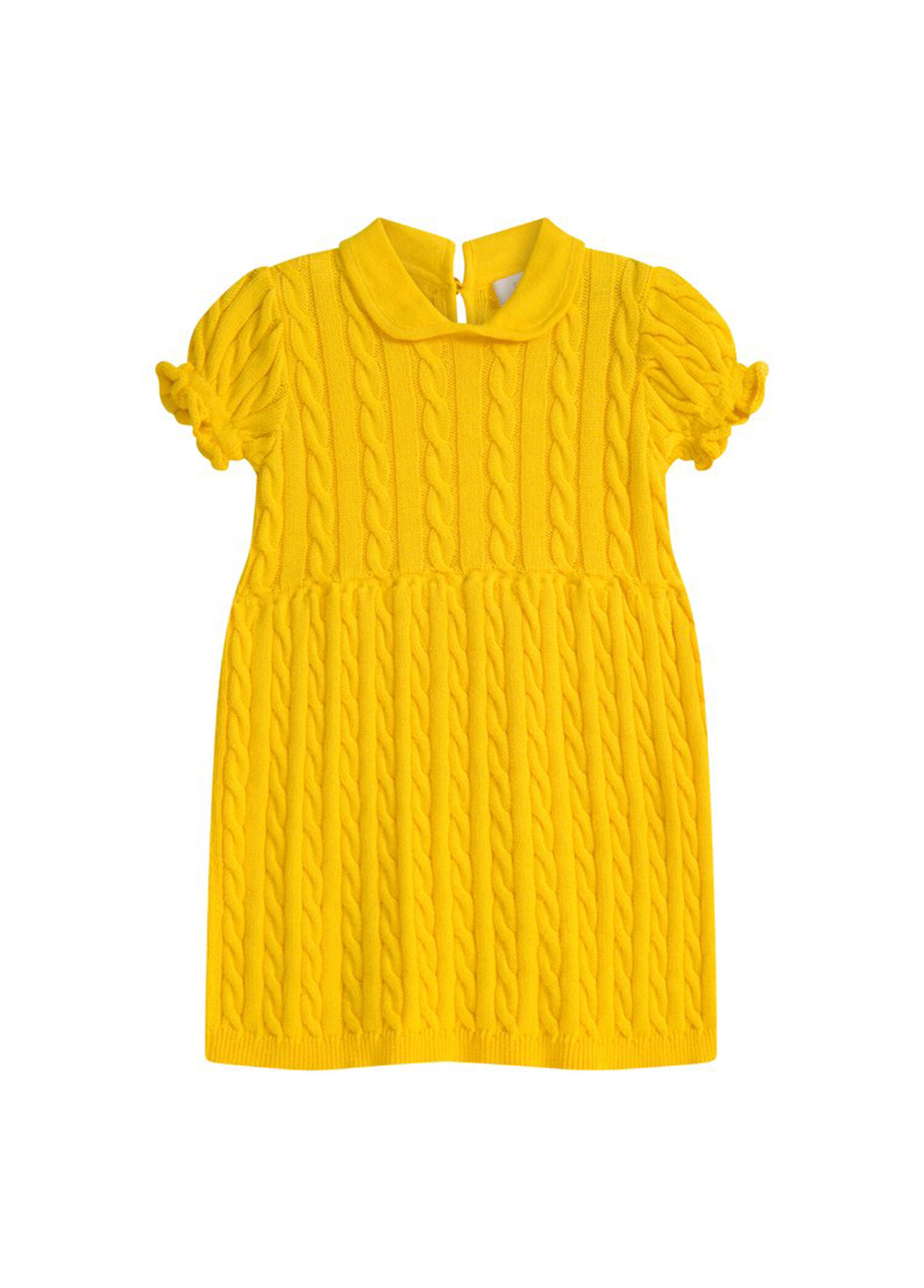 Lemon Lulu Sarı Kısa Kollu Kız Çocuk Triko Elbise