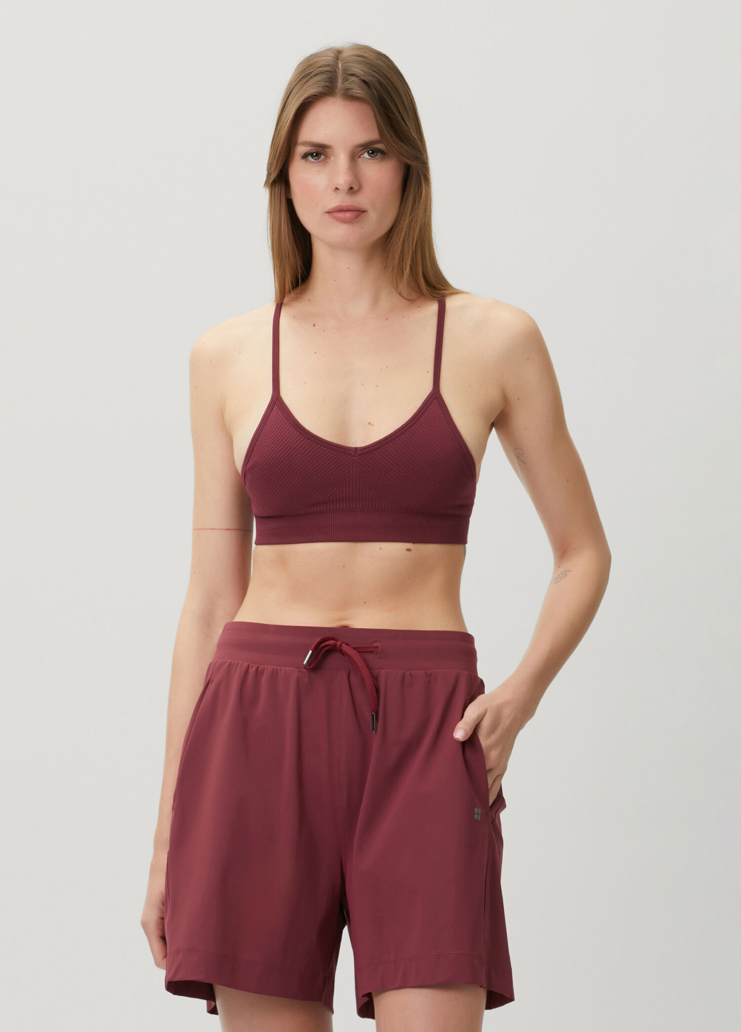 Soft Ribbed Bordo Bra