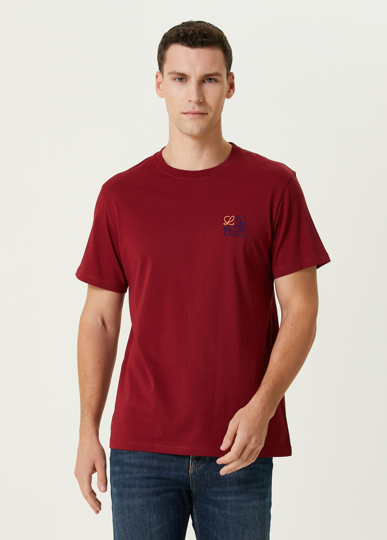 Bordo Logo Nakışlı T-shirt