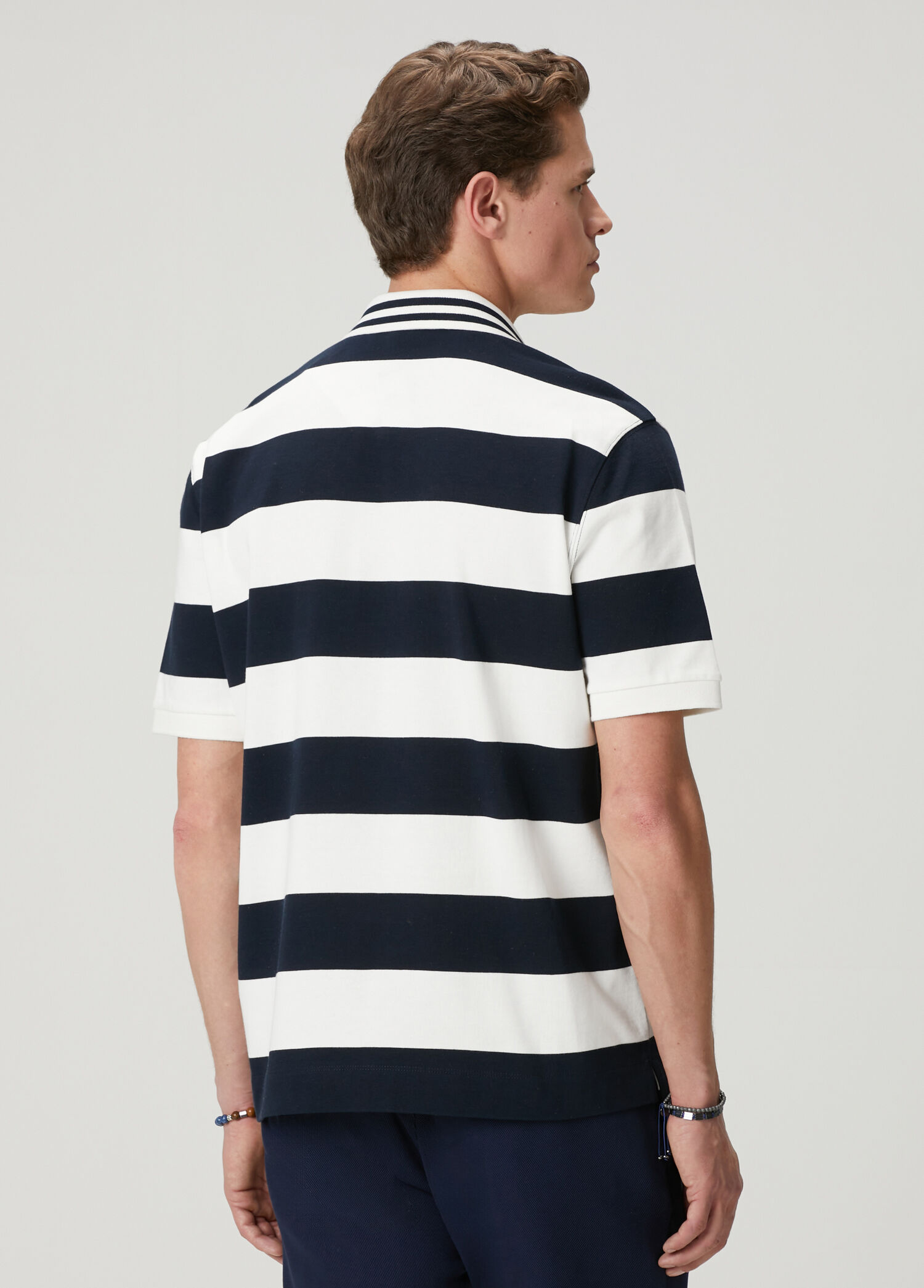 Beymen Club Lacivert Erkek Lacivert Çizgili Oversize Polo T-shirt