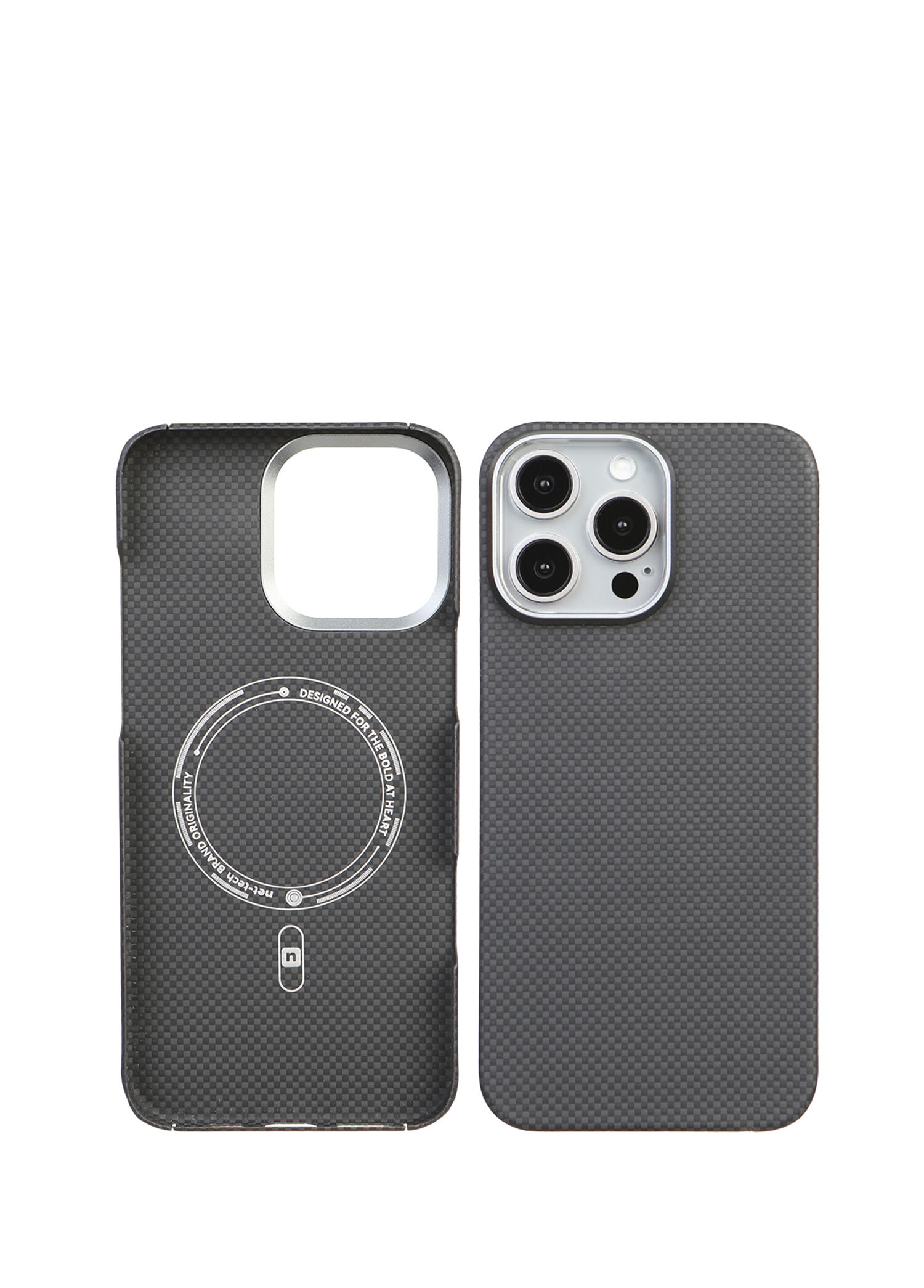 iPhone 16 Pro Gri Premium Karbon Fiber Darbe Emici Lüks Kamera Korumalı MagSafe Uyumlu Telefon Kılıfı