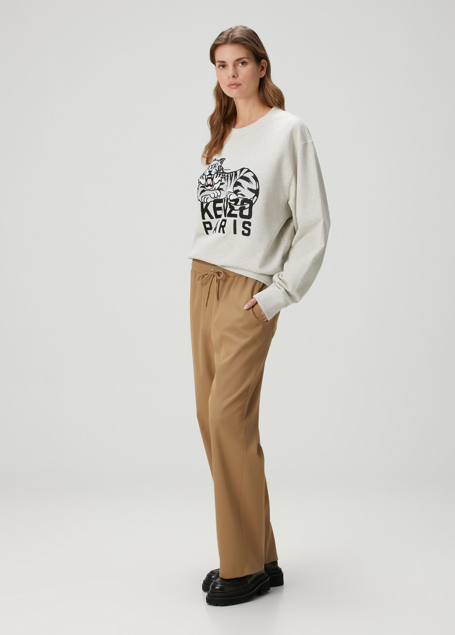 KENZO、hysterics Kenzo - Happy Tiger Gri Sweatshirt - Açık Gri
