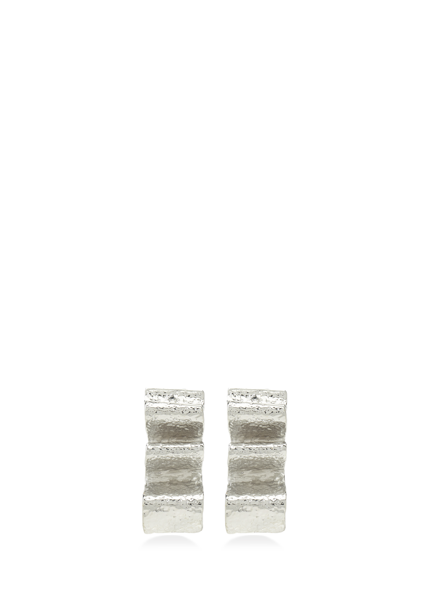 Silver Amorf Dalgalı Form Kadın Küpe_3