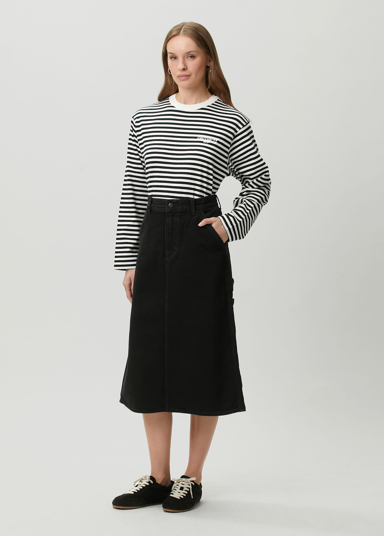 Siyah Midi Denim Etek