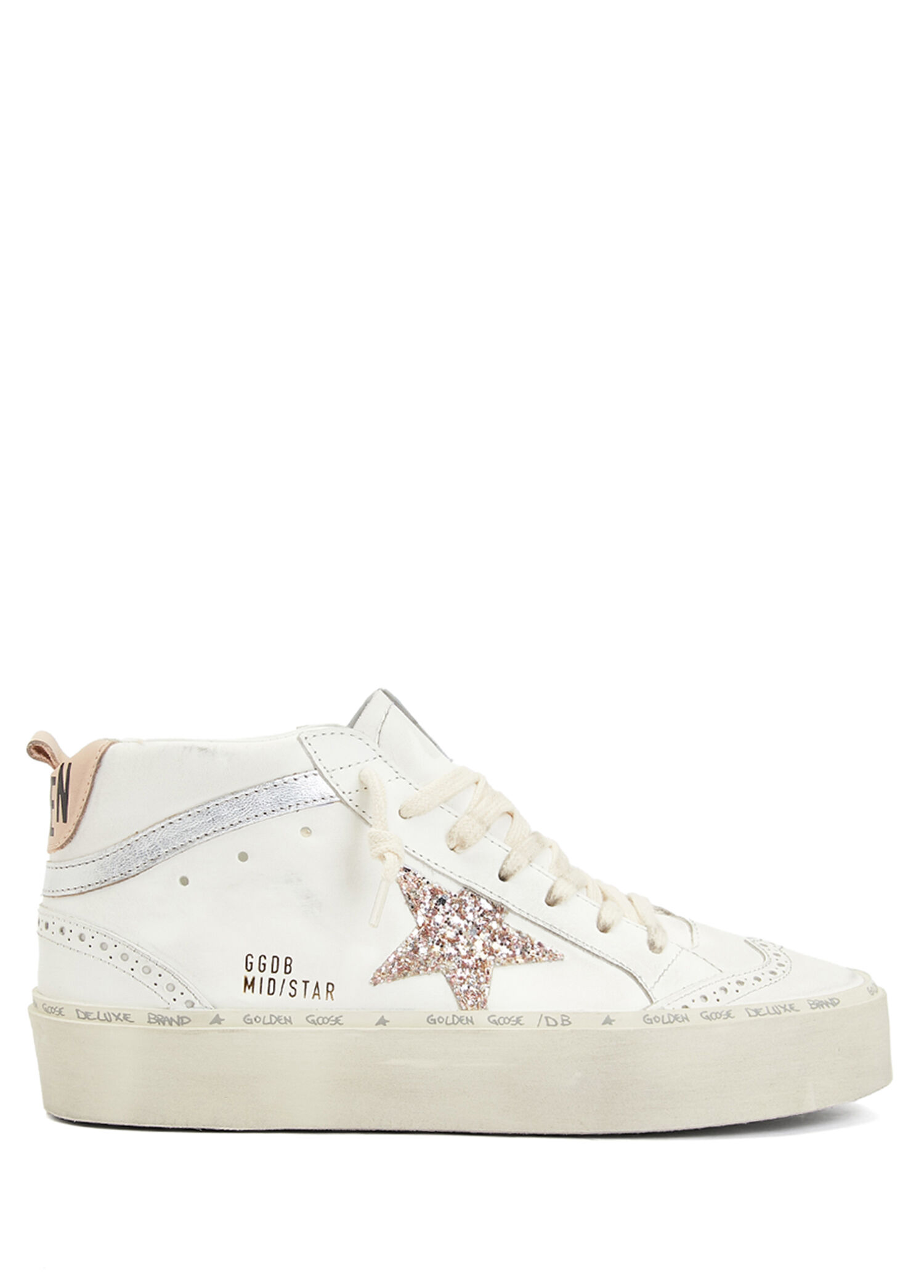 Mid Star Pembe Beyaz Kadın Deri Sneaker