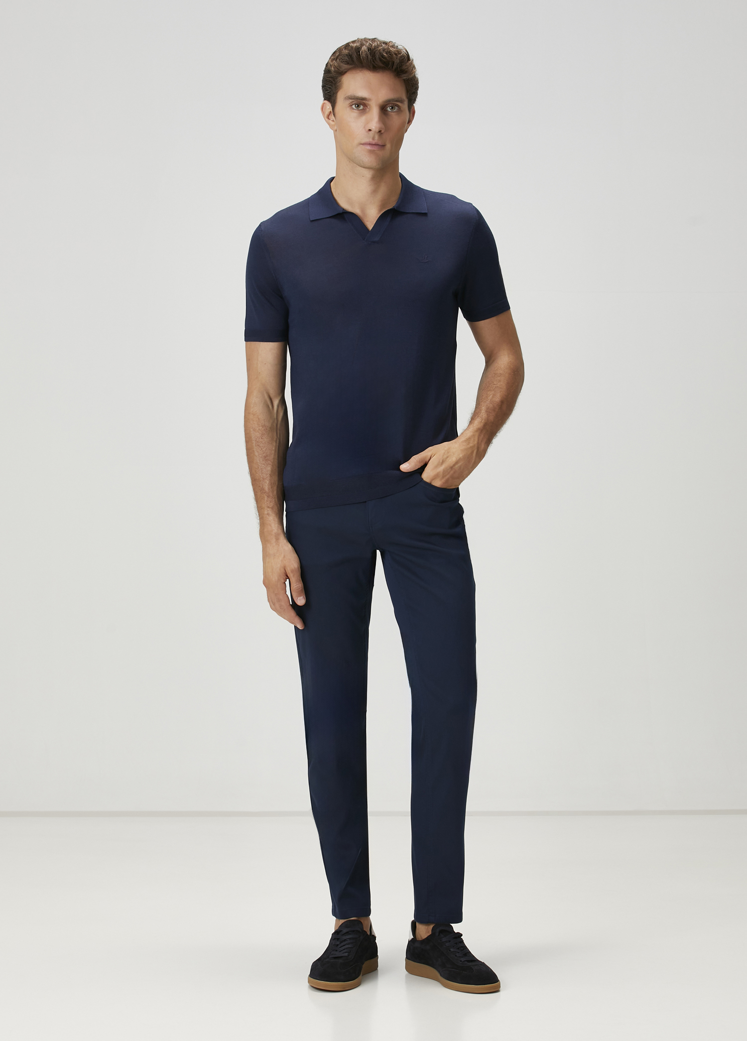 Lacivert Twill Dokulu Spor Pantolon