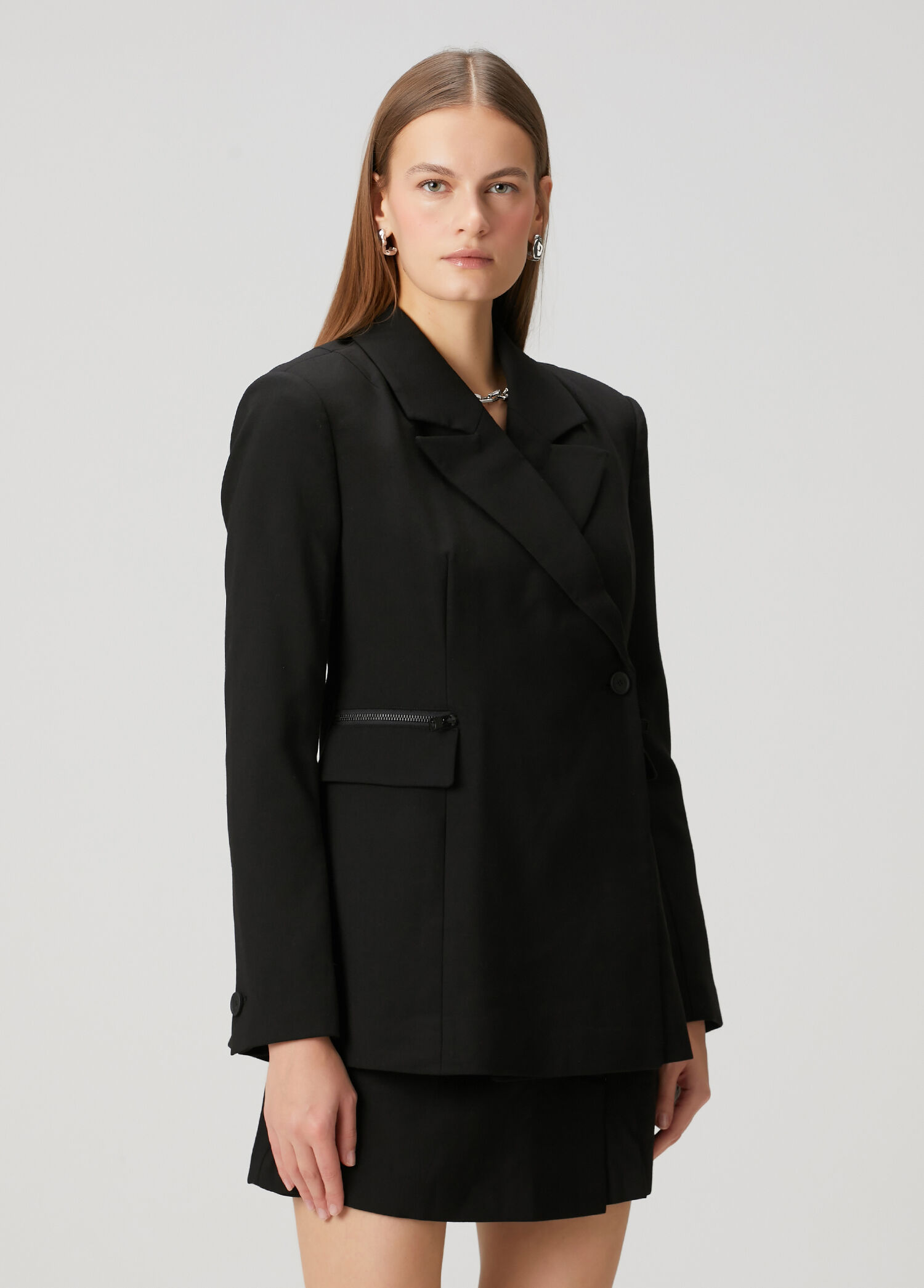 Mimmie Siyah Kruvaze Blazer