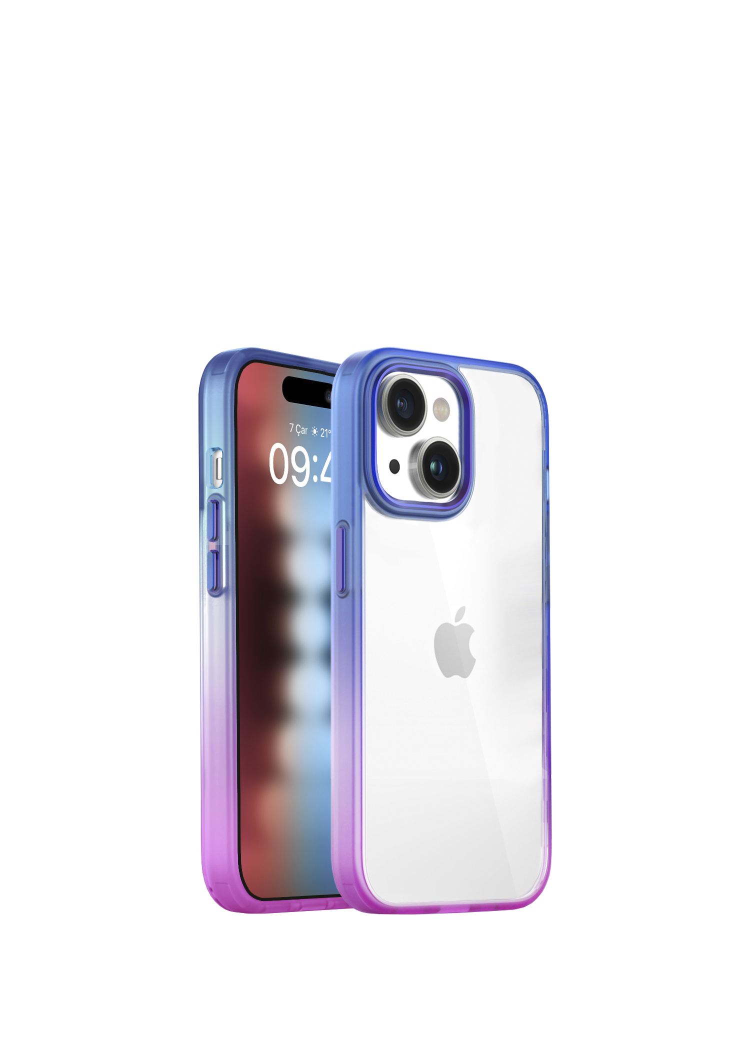 iPhone 15 Air Bumper Rainbow Pink Blue Plastik Kılıf