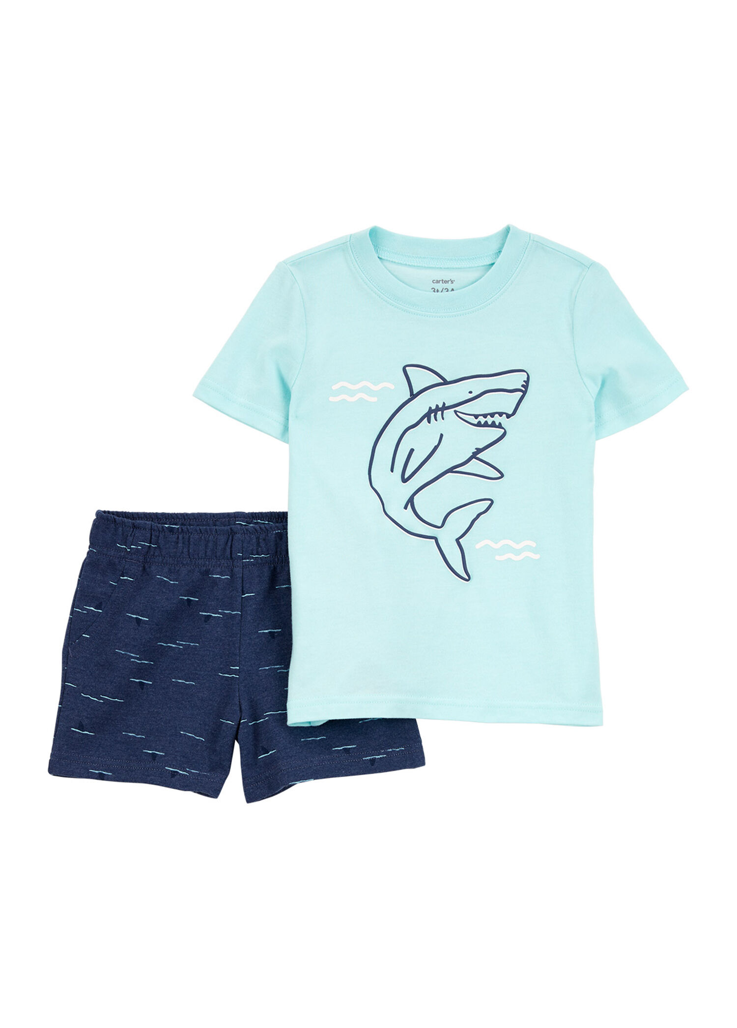 Mavi Kısa Kollu T-shirt ve Şort Erkek Bebek 2'li Set