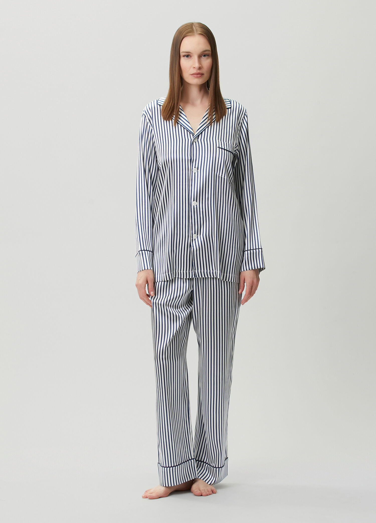 Lacivert Çizgili Pijama Takımı