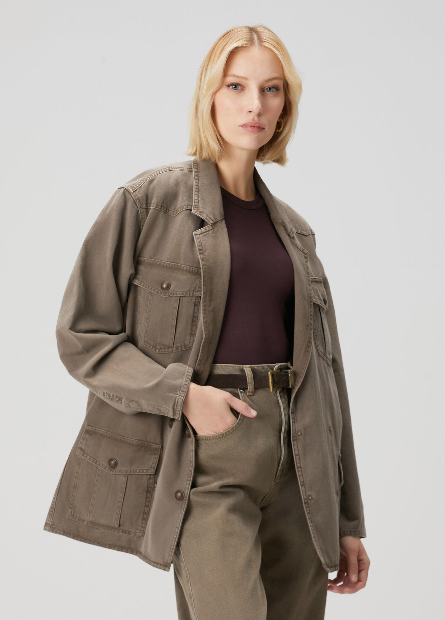 Nevala Bronz Kruvaze Denim Ceket