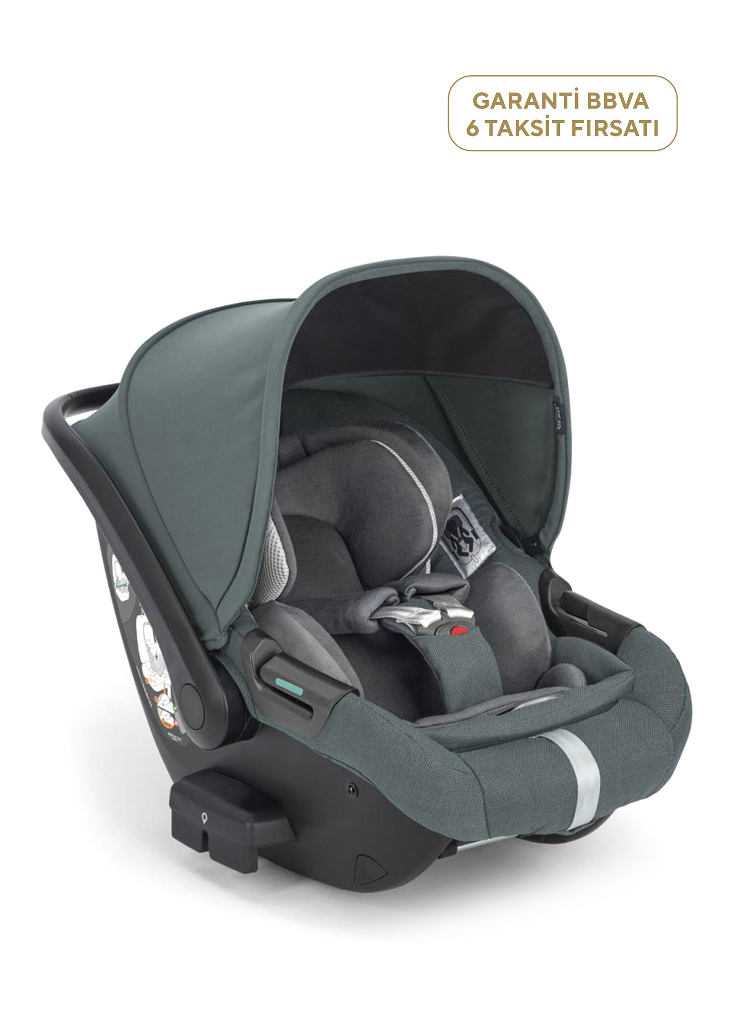 Darwin Infant Recline i-Size Gr 0+ Yatırılabilen 0-13 kg Emerald Green Bebek Ana Kucağı ve Oto Koltuğu