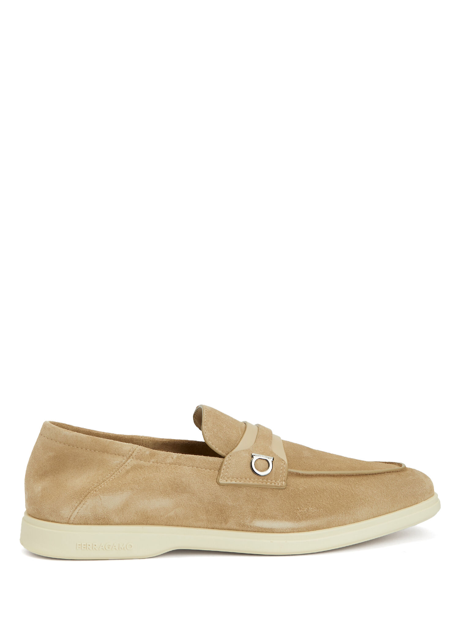 Bej Logo Tokalı Erkek Süet Loafer