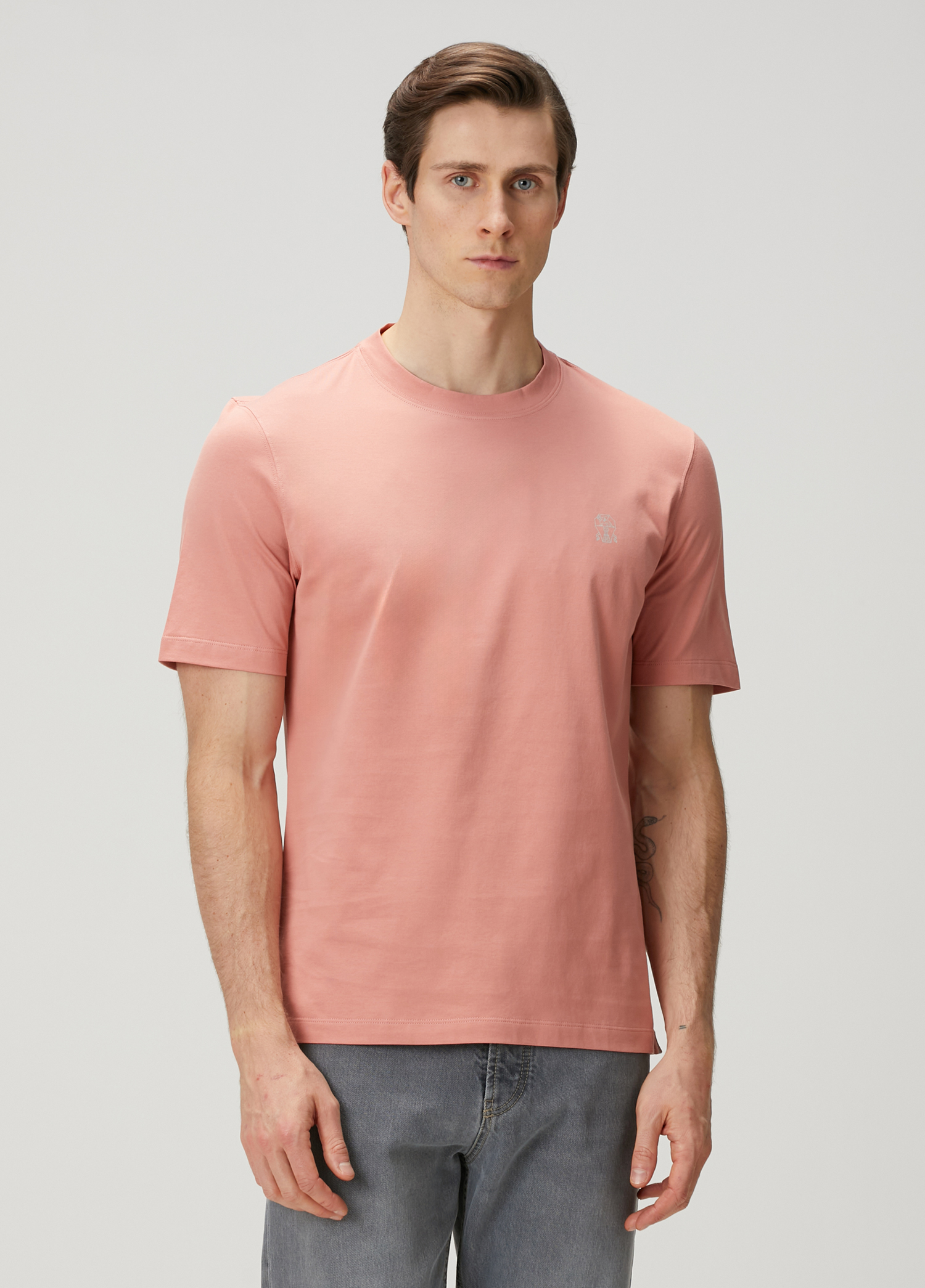 Koyu Pembe Logo Nakışlı T-shirt