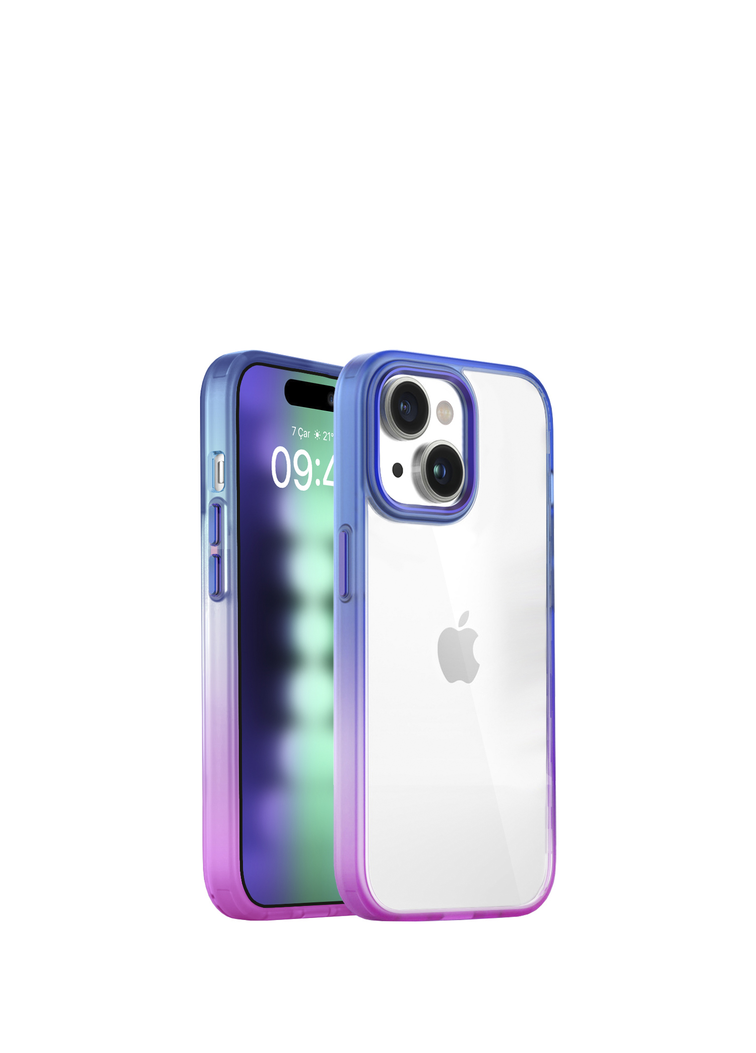 iPhone 15 Plus Air Bumper Rainbow Pink Blue Plastik Kılıf