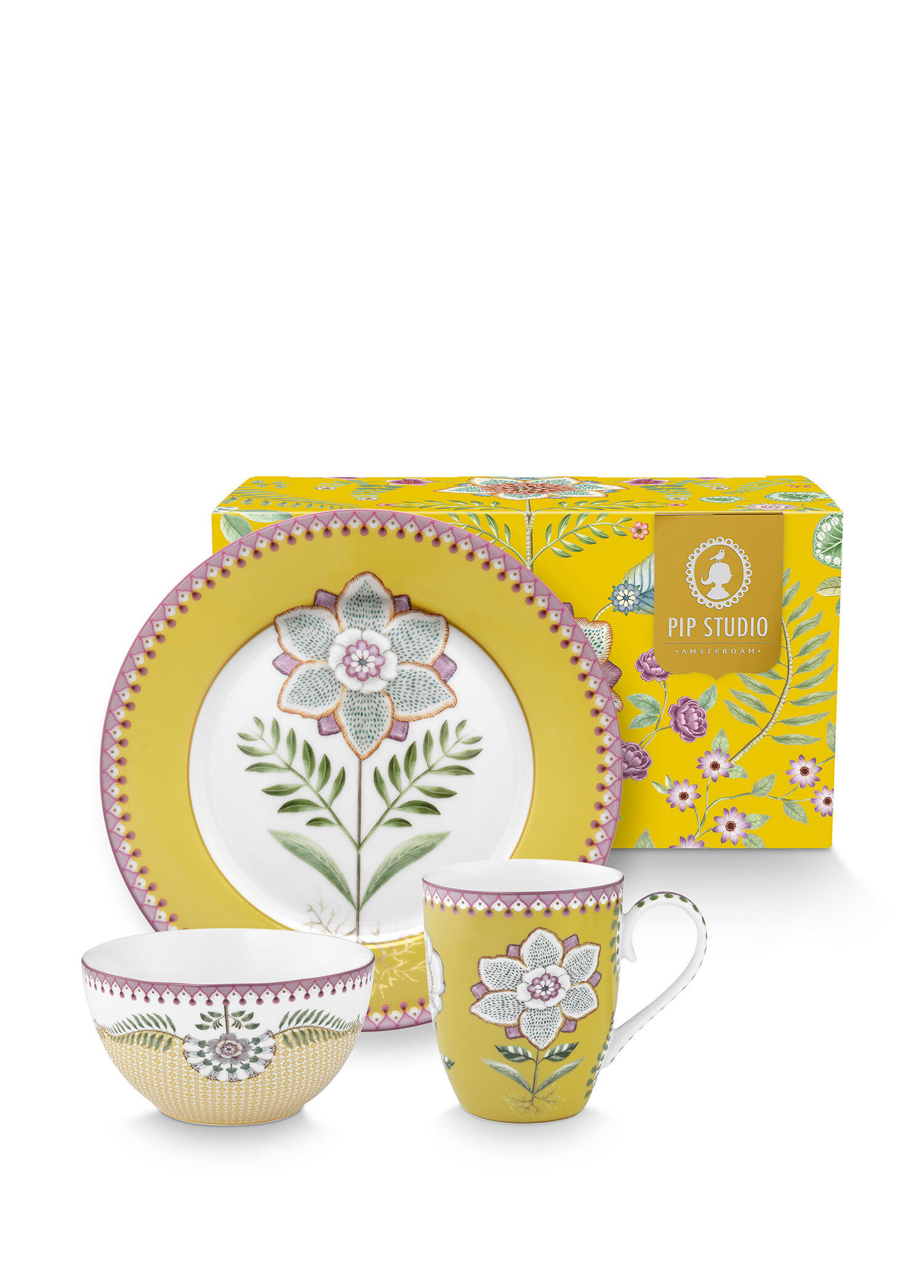 Lily & Lotus Sarı 3lü Porselen Kahvaltı Seti