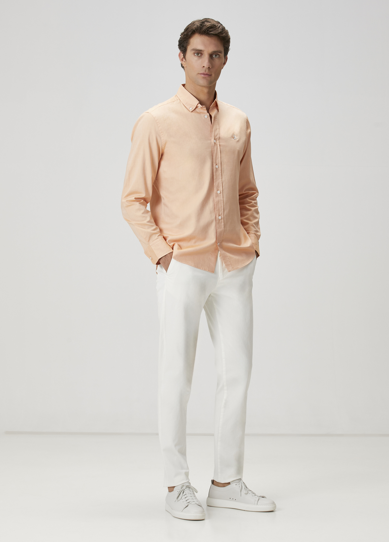 Comfort Fit Turuncu Oxford Gömlek_2