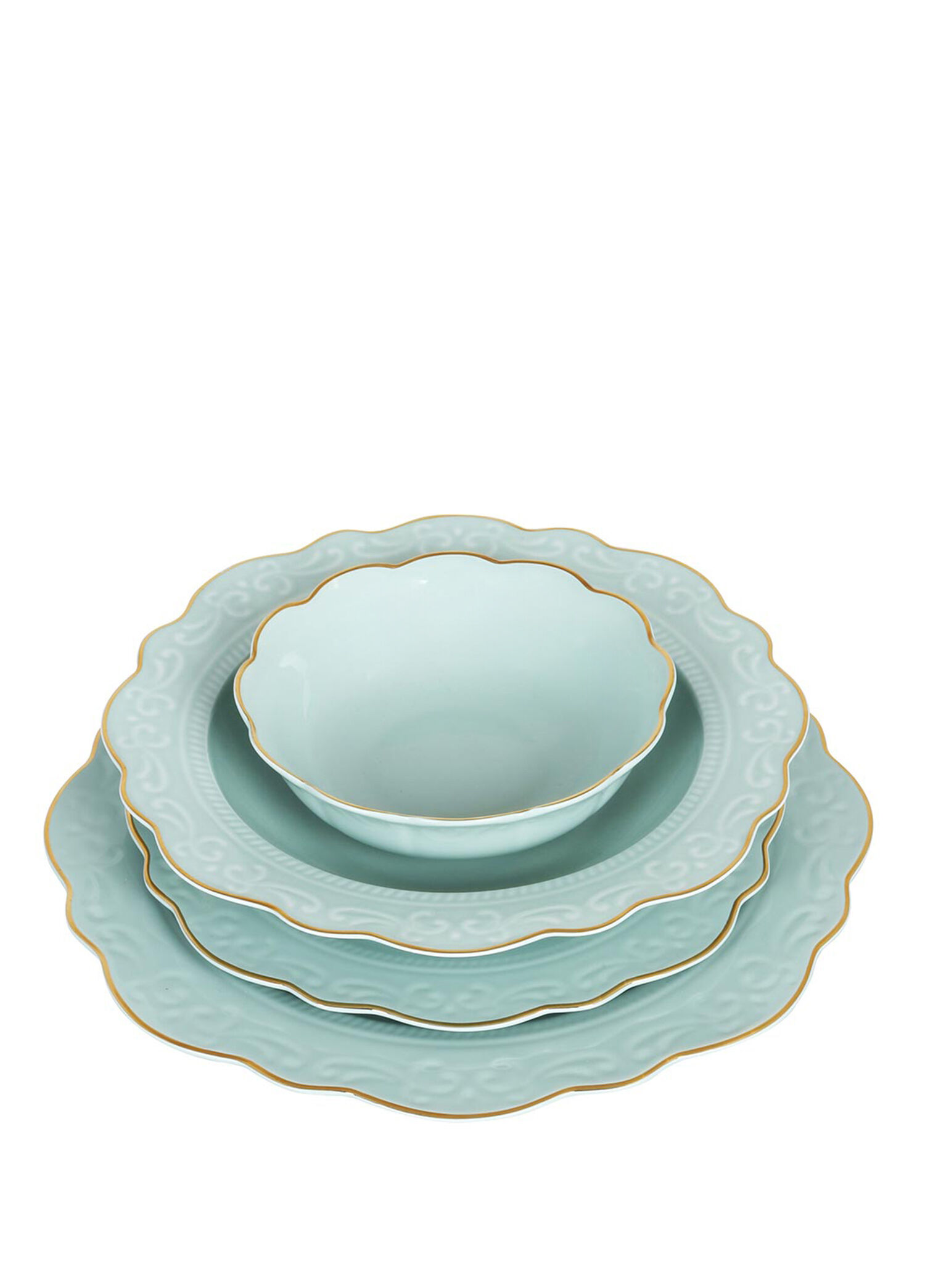 Laurance Mint Yeşil New Bone China Porselen 6 Kişilik 24 Parça Yemek Takımı