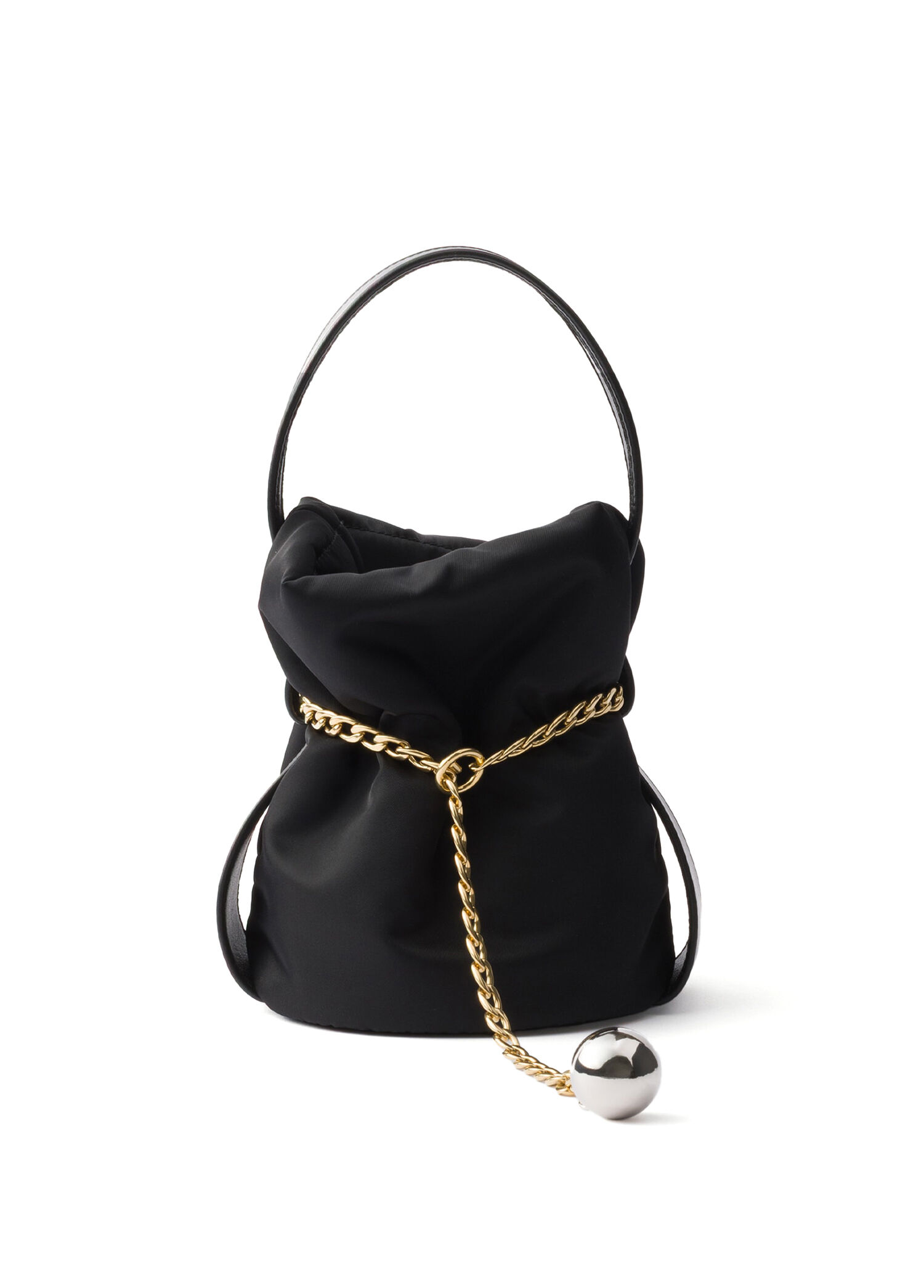Petit Sac Noir Re-Nylon ve Napa Deri Mini Kova Kadın El Çantası