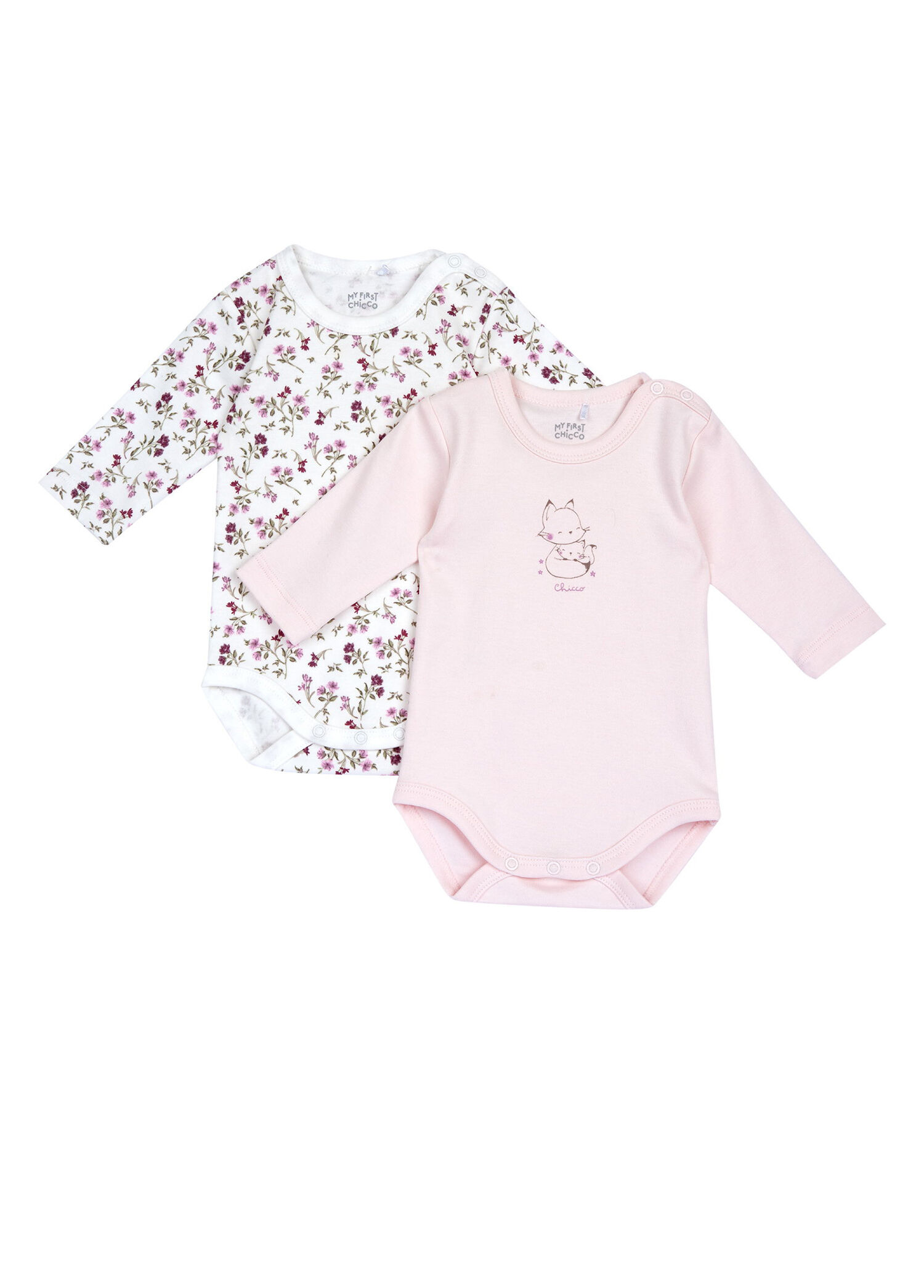 Pembe Uzun Kollu Kız Bebek 2'li Body Set