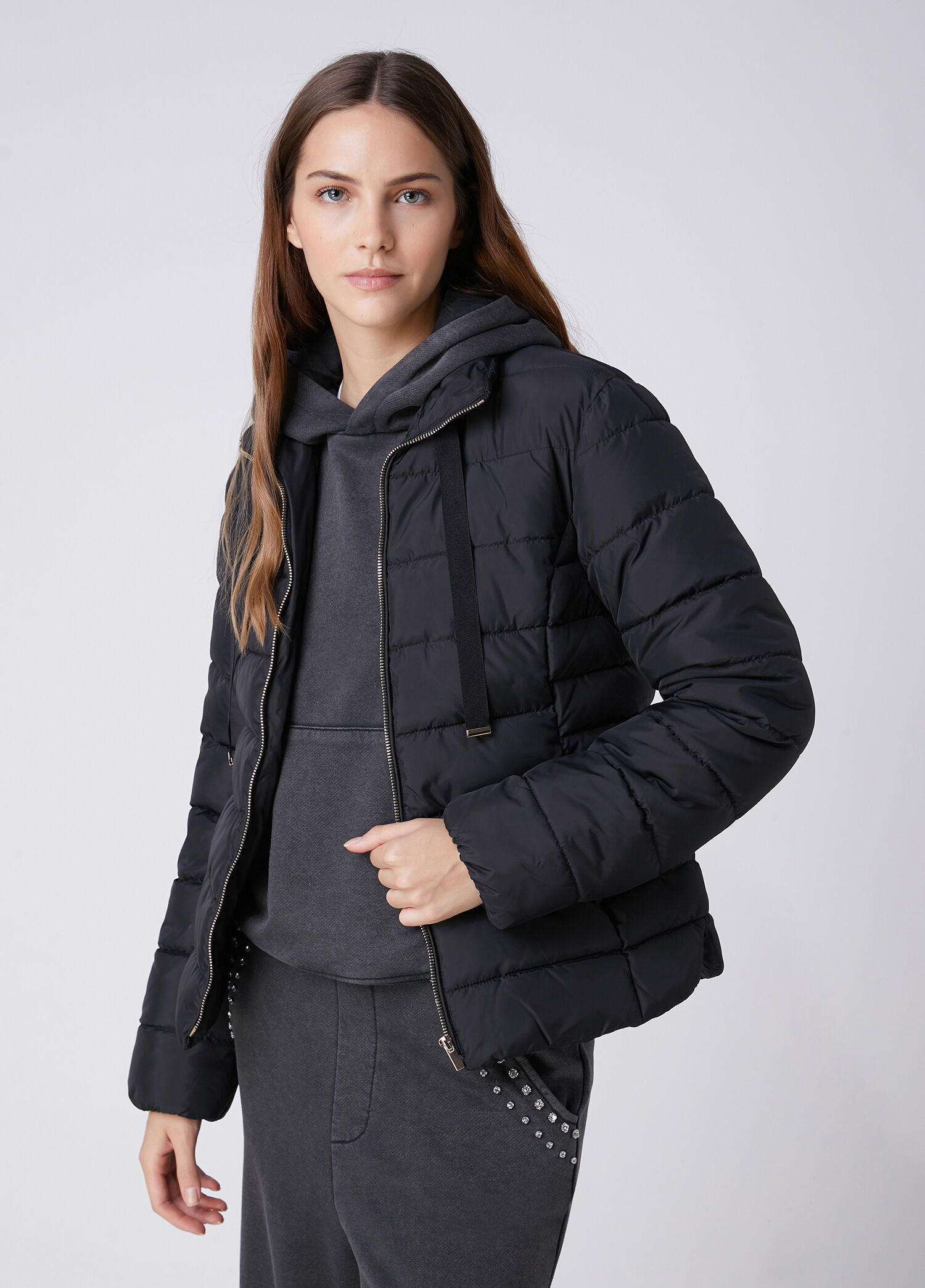 Siyah Basic Puffer Mont