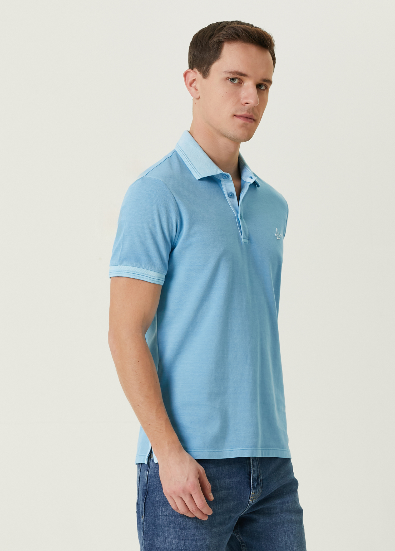 Slim Fit Açık Mavi Polo T-shirt_3